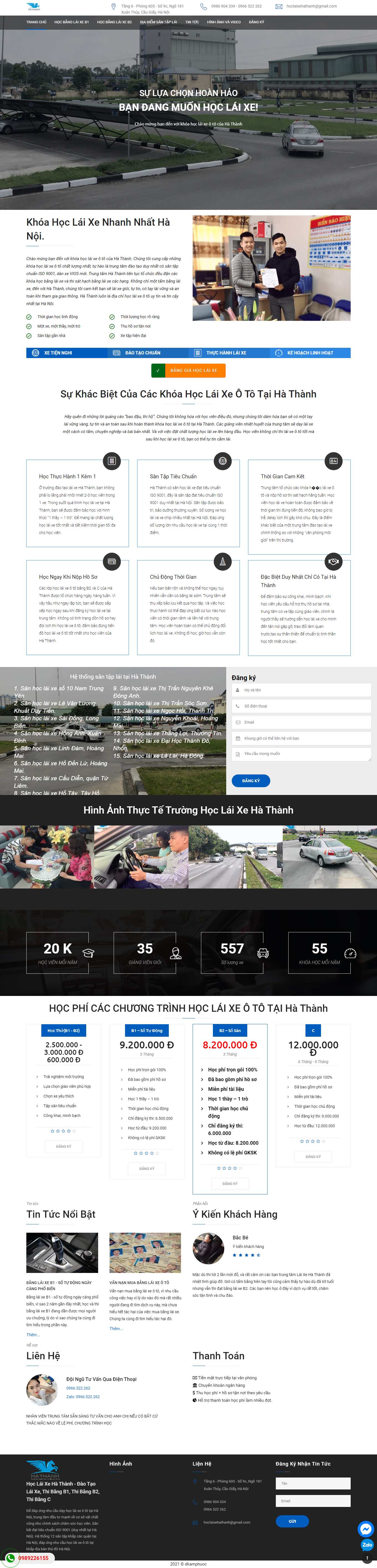 Thiết kế Web trung tâm đào tạo lái xe hocbanglaib2.com.vn