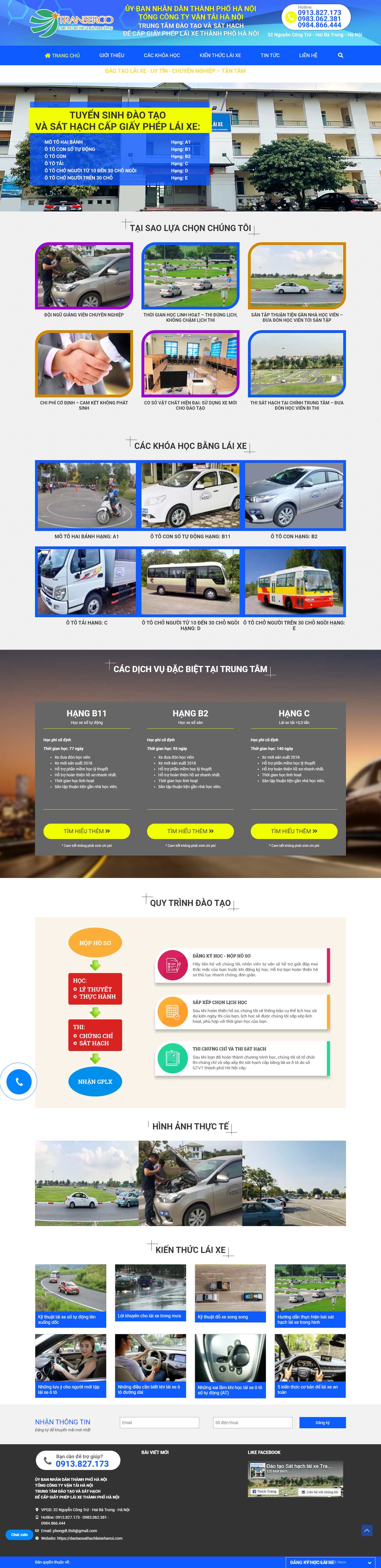 Thiết kế Web trung tâm đào tạo lái xe daotaosathachlaixehanoi.com