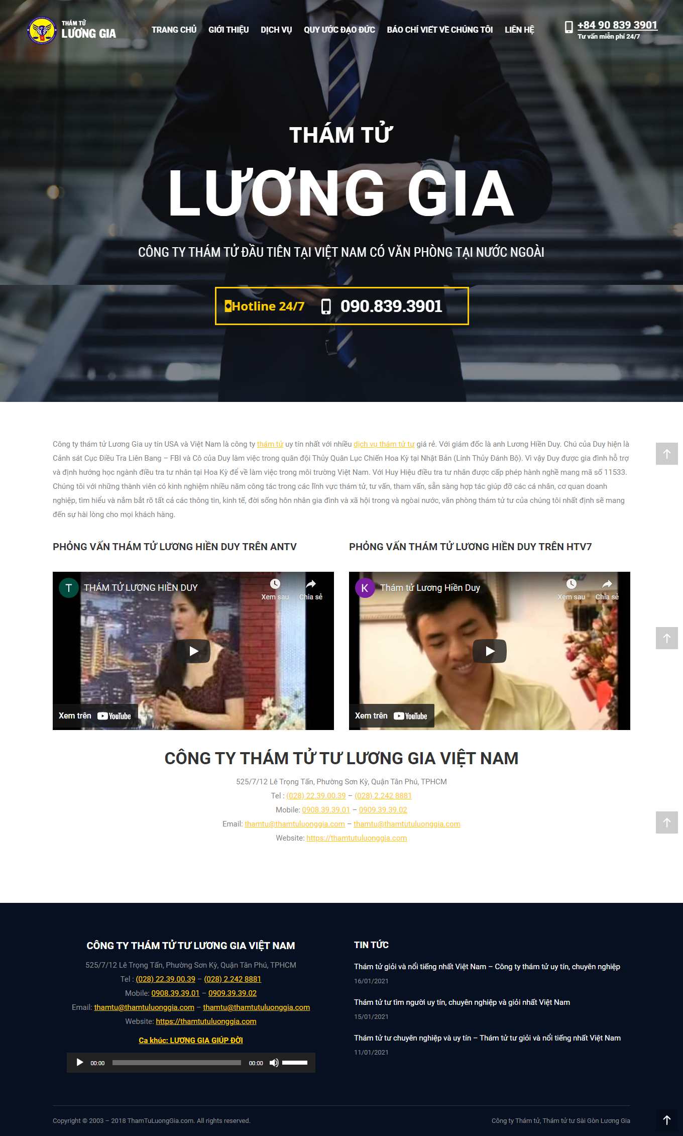 Thiết kế Web công ty thám tử thamtutuluonggia.com