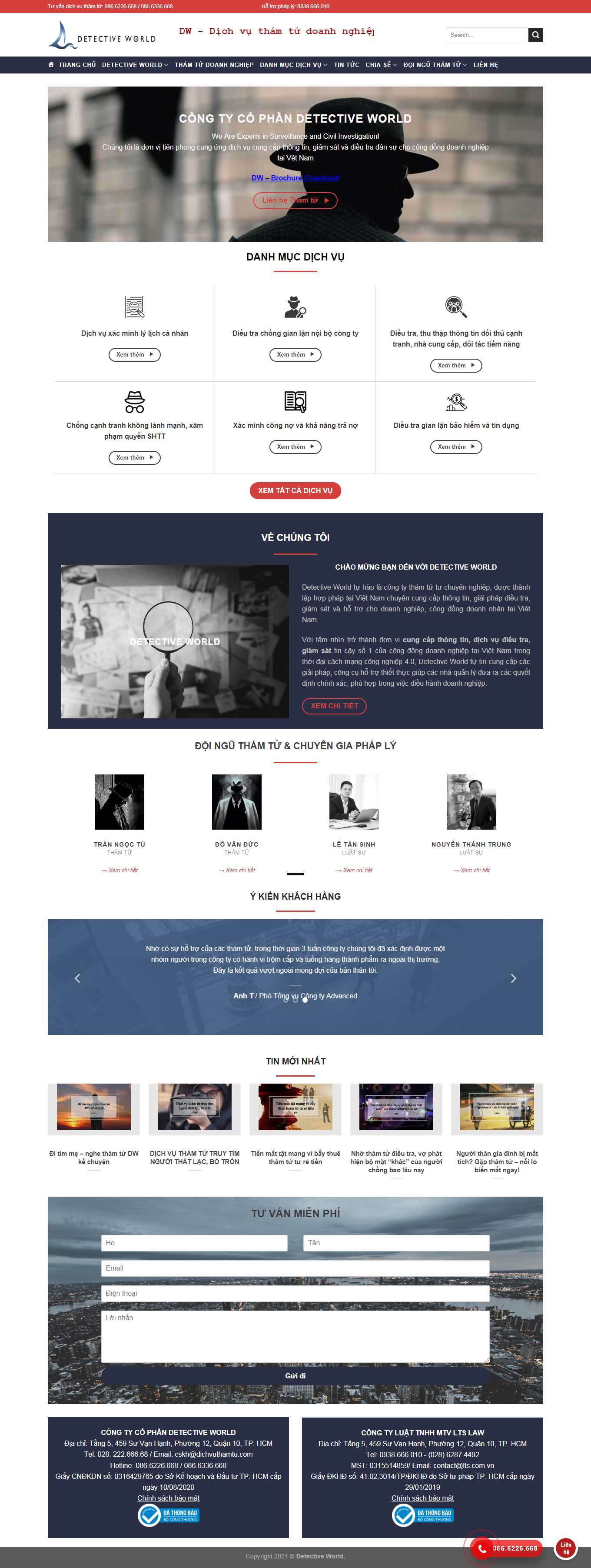 Thiết kế Web công ty thám tử dichvuthamtu.com