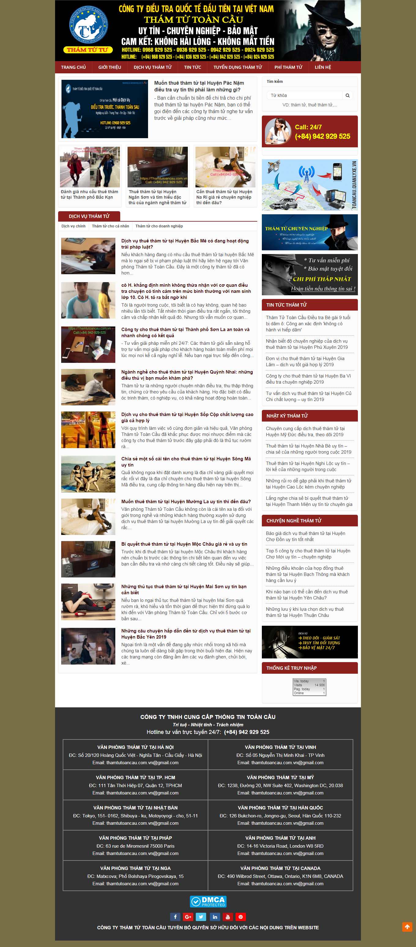 Thiết kế Web công ty thám tử thamtutoancau.com.vn