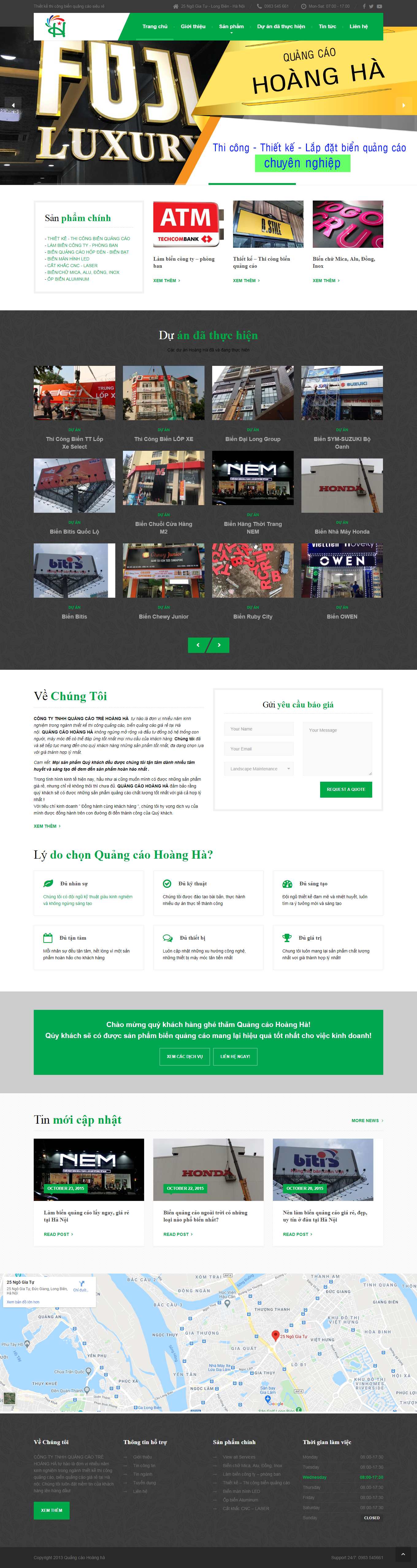 Thiết kế Web làm biển quảng cáo quangcaohoangha.com.vn