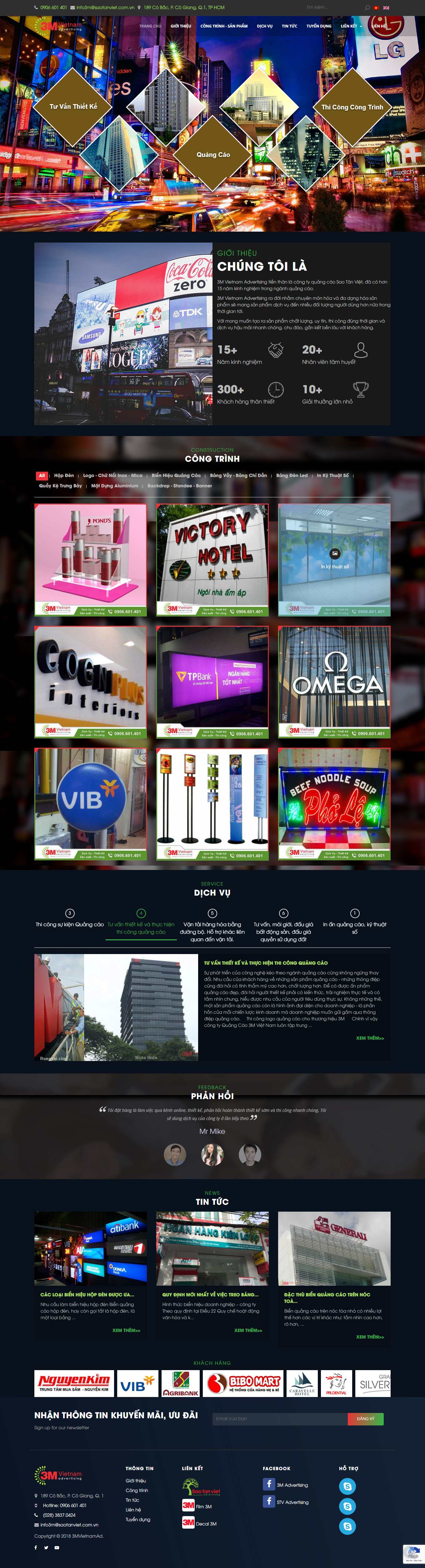 Thiết kế Web làm biển quảng cáo 3mvietnamad.com.vn