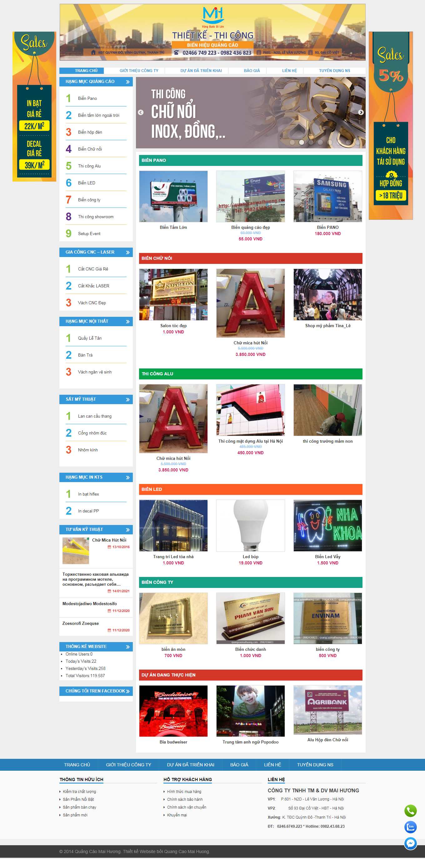 Thiết kế Web làm biển quảng cáo quangcaomaihuong.com