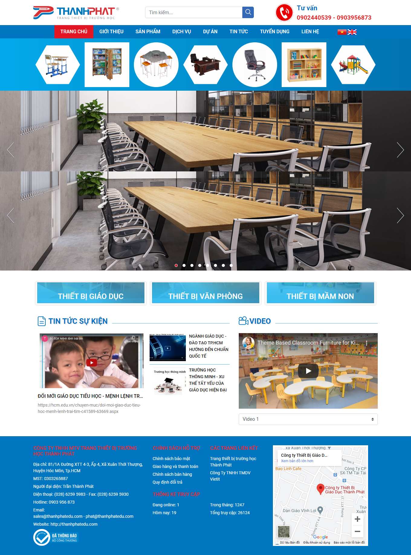 Thiết kế Web bán bàn ghế văn phòng thanhphatedu.com