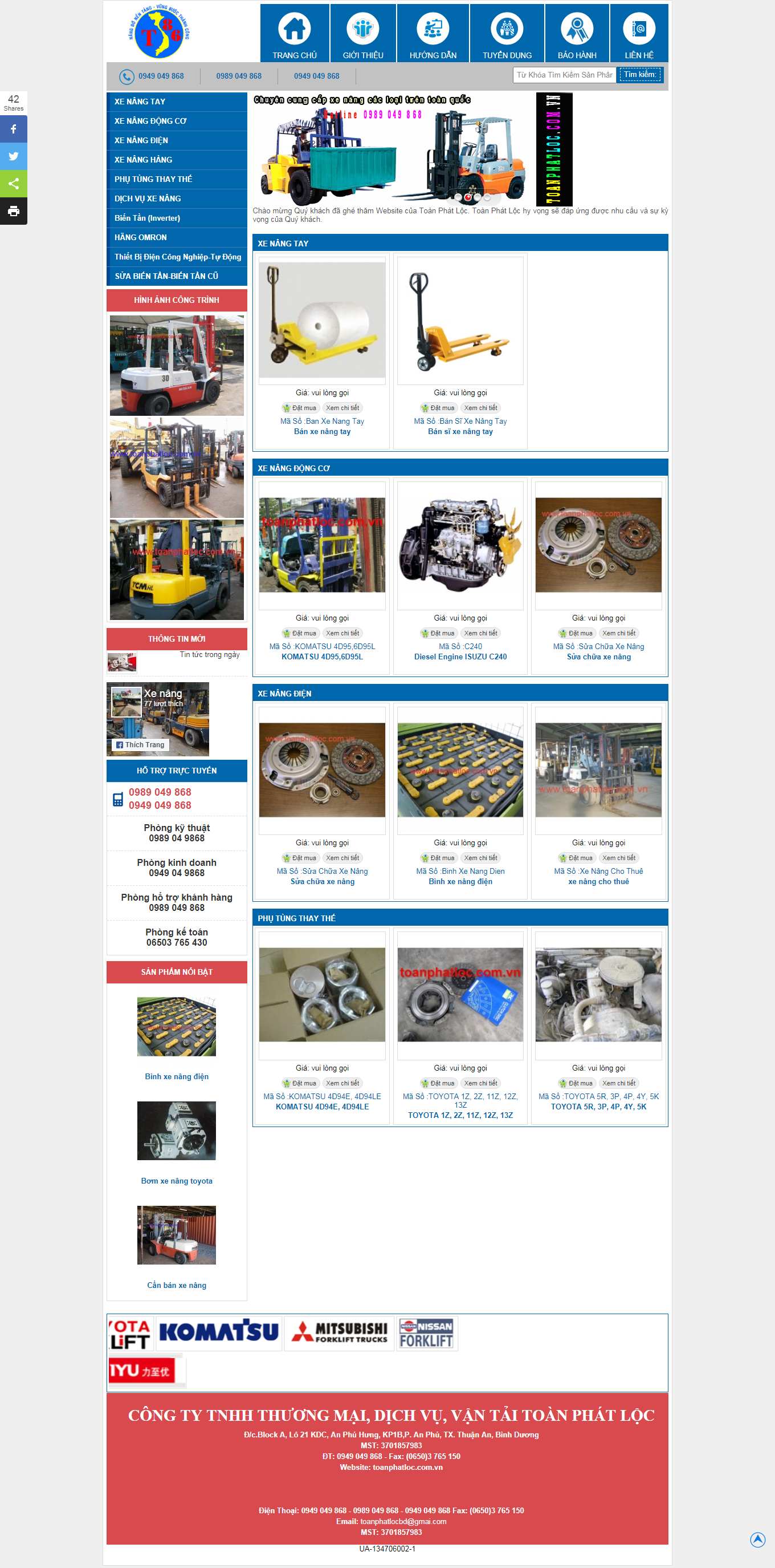 Thiết kế Web bán xe nâng toanphatloc.com.vn