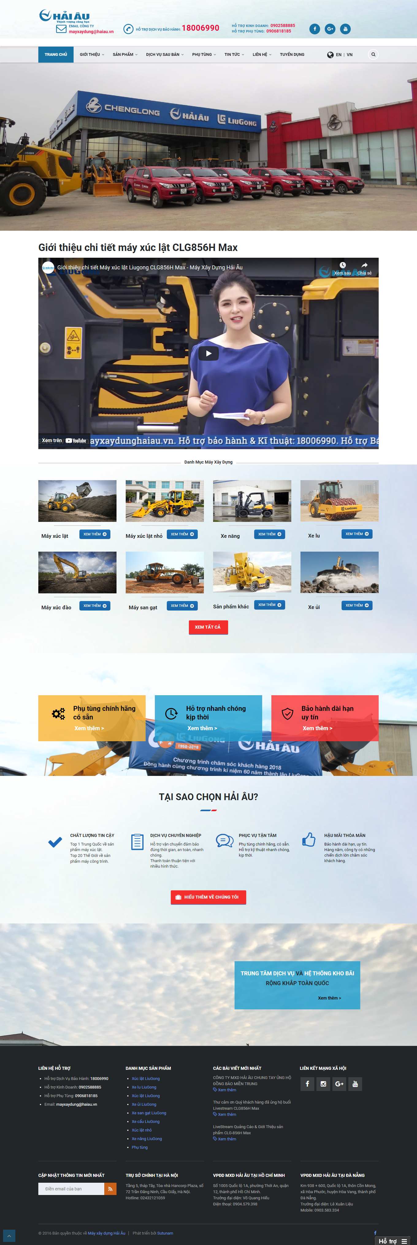 Thiết kế Web máy xúc, cần cẩu, máy công trình mayxaydunghaiau.vn