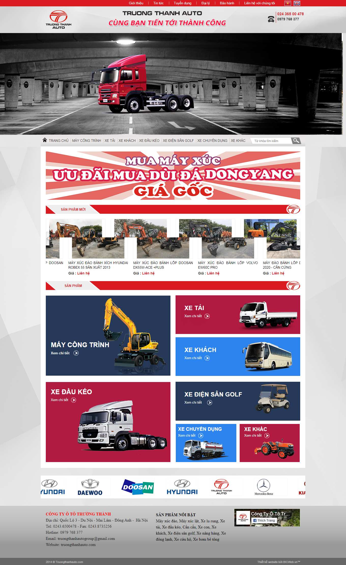 Thiết kế Web máy xúc, cần cẩu, máy công trình truongthanhauto.com