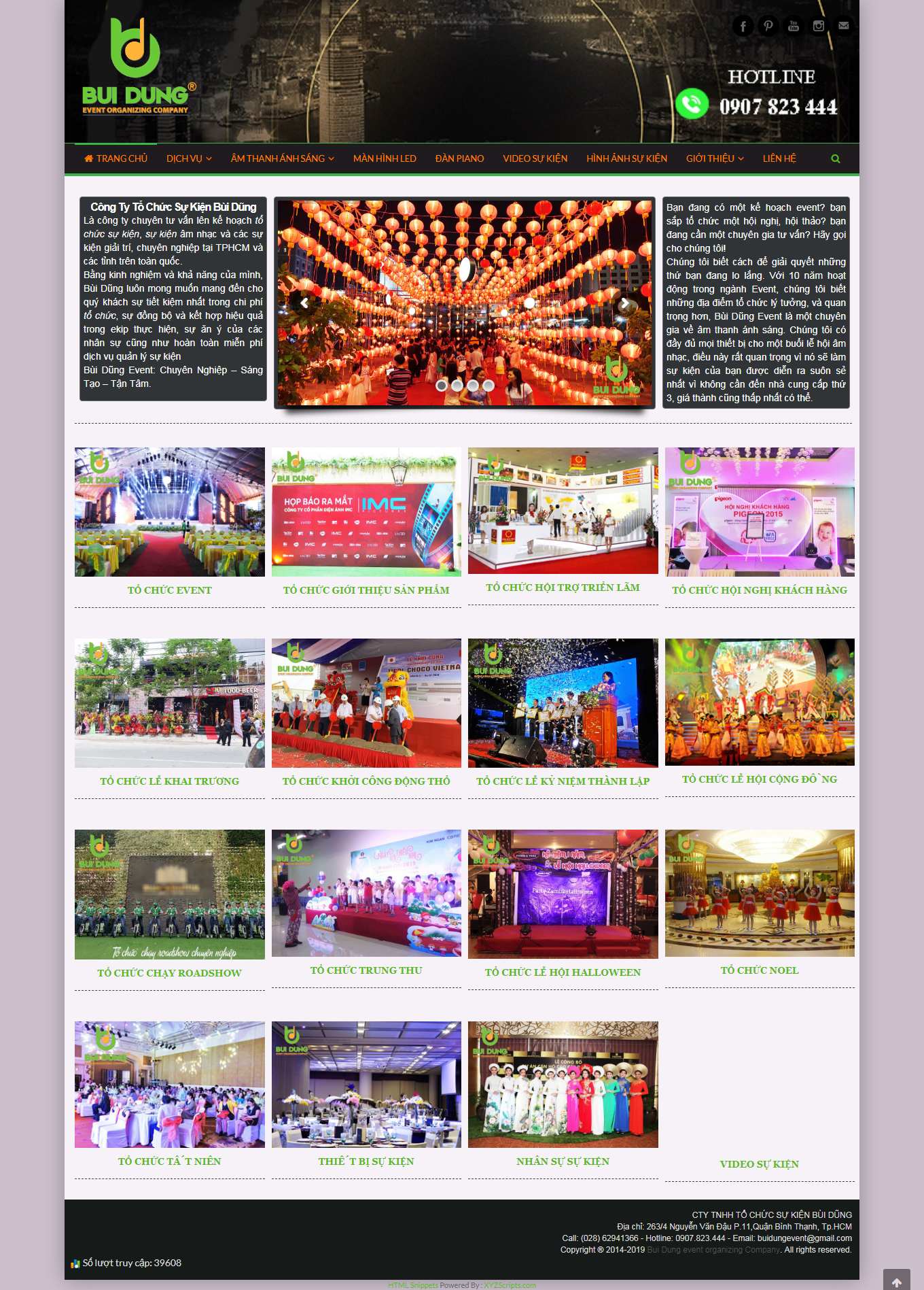 Thiết kế Web tổ chức sự kiện, truyền thông buidungmusic.com