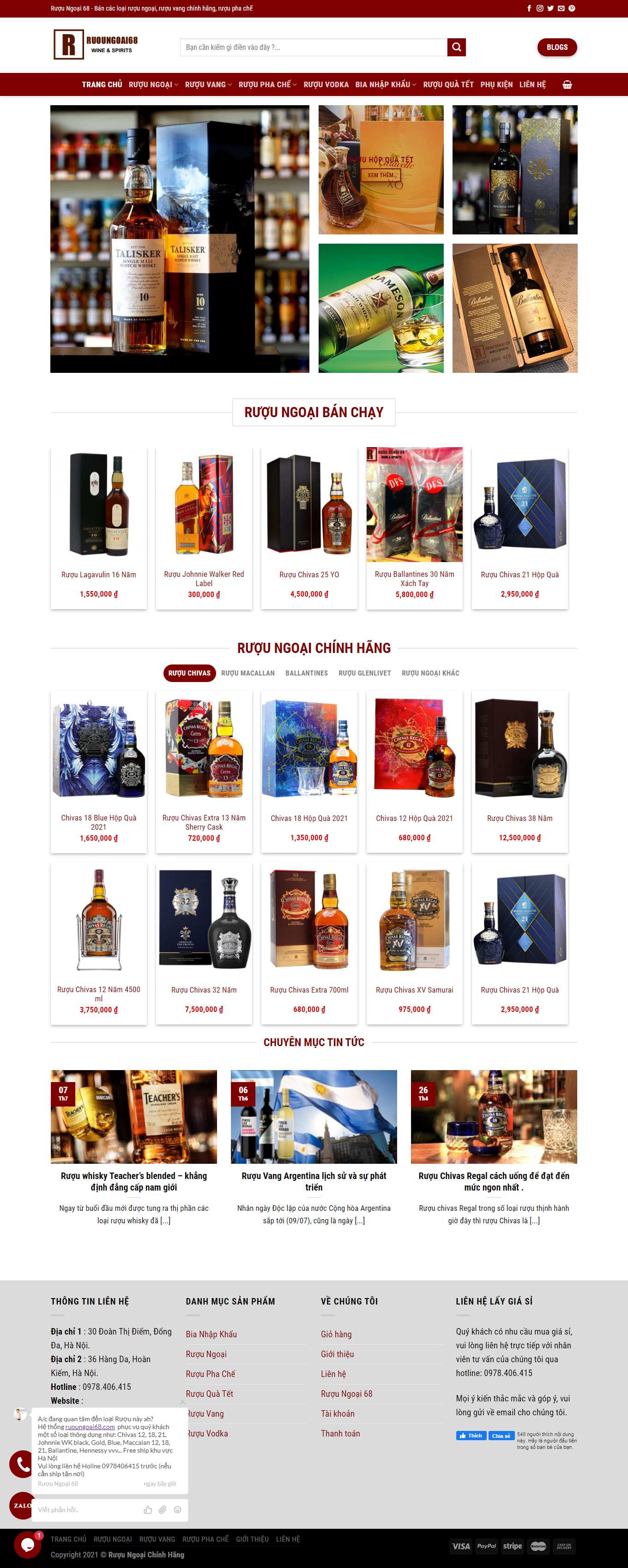 Thiết kế Web bán rượu tây, rượu ta, rượu ngoại ruoungoai68.com