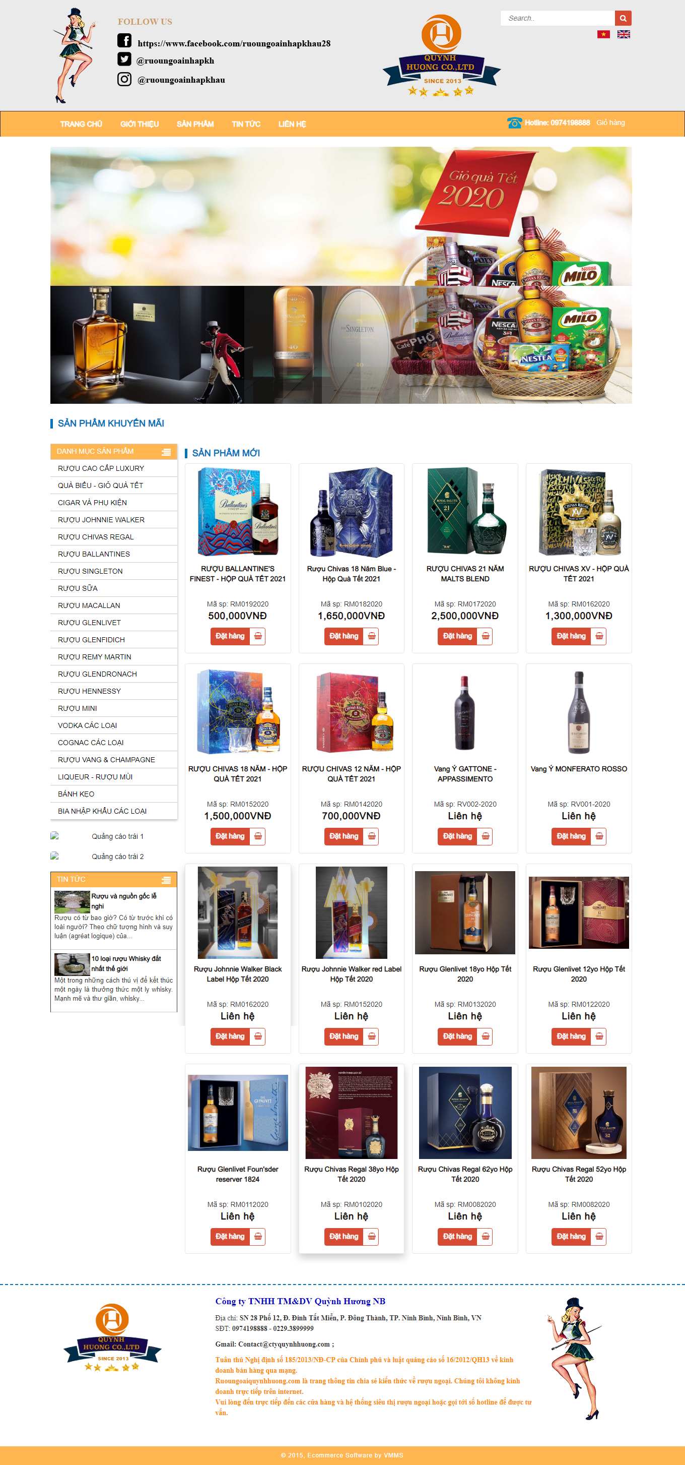 Thiết kế Web bán rượu tây, rượu ta, rượu ngoại ruoungoaiquynhhuong.com