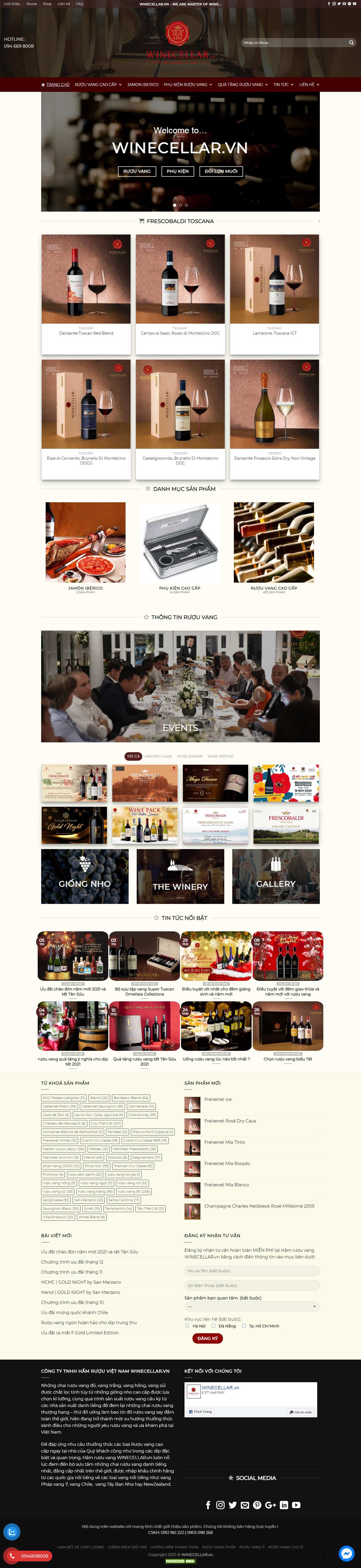 Thiết kế Web bán rượu tây, rượu ta, rượu ngoại winecellar.vn