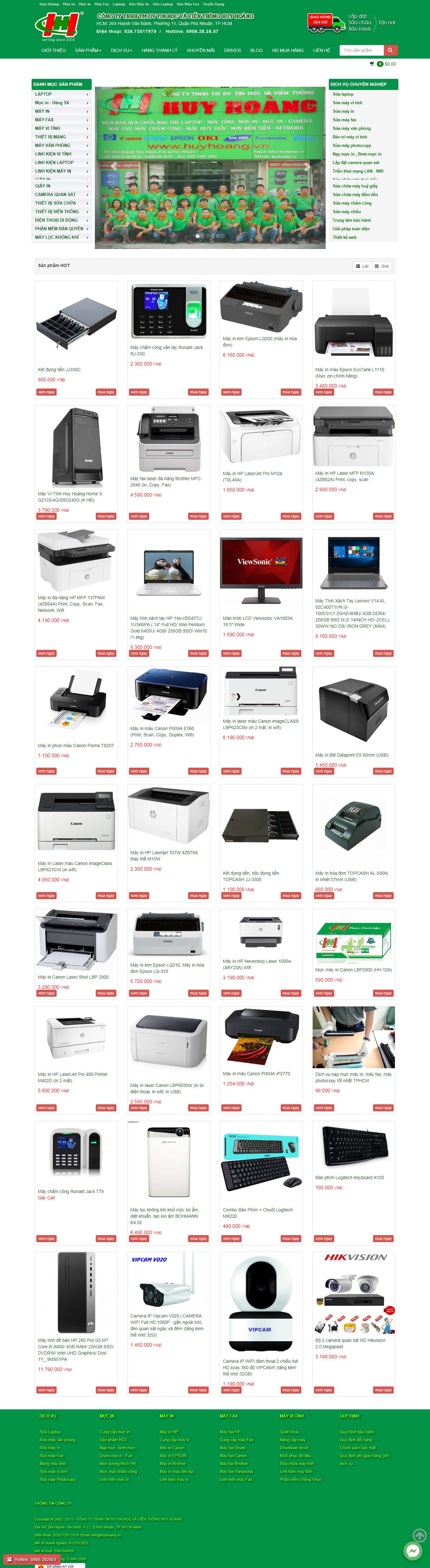 Thiết kế Web bán máy in, máy photocopy huyhoang.vn