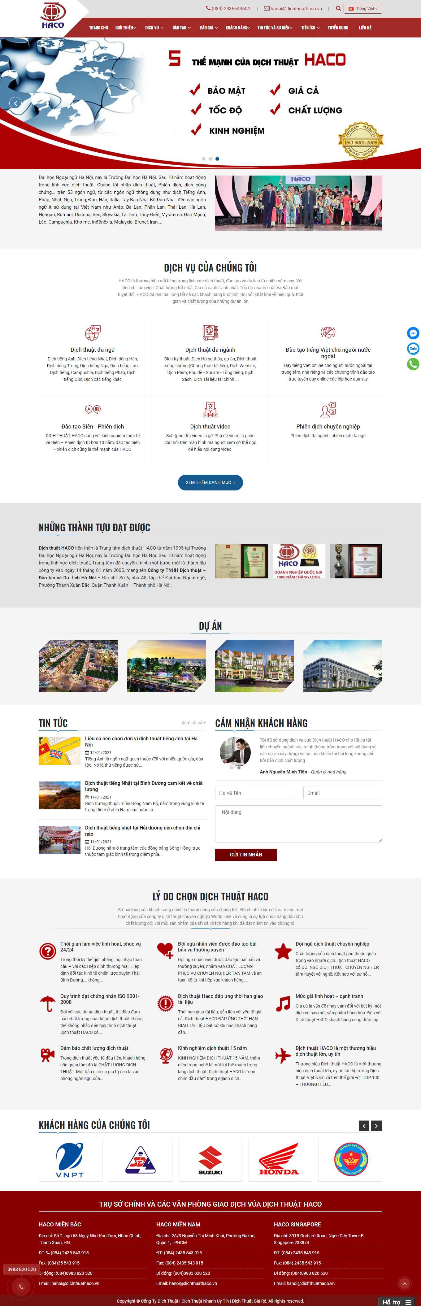 Thiết kế Web dịch thuật công chứng dichthuathaco.com.vn