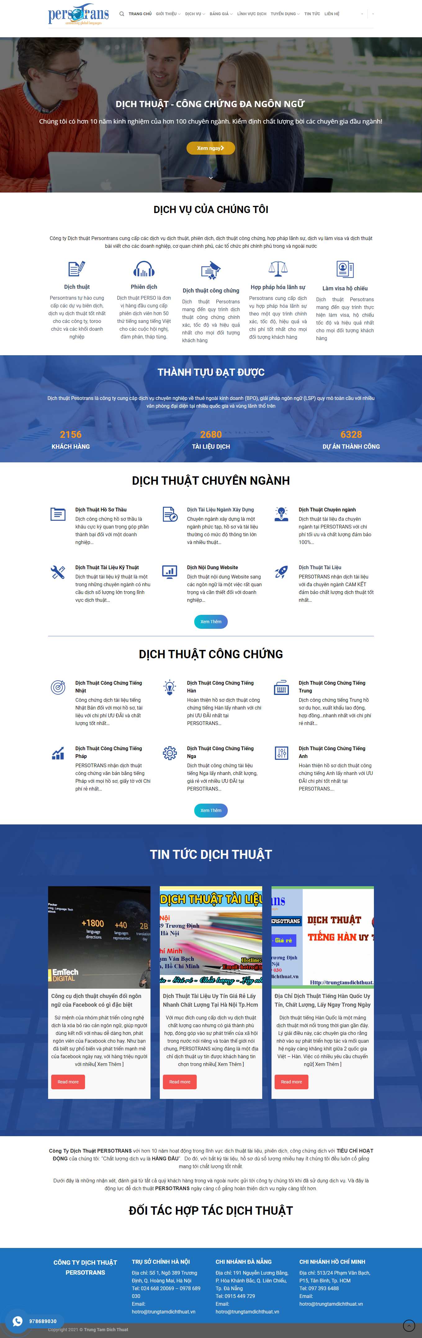 Thiết kế Web dịch thuật công chứng trungtamdichthuat.vn