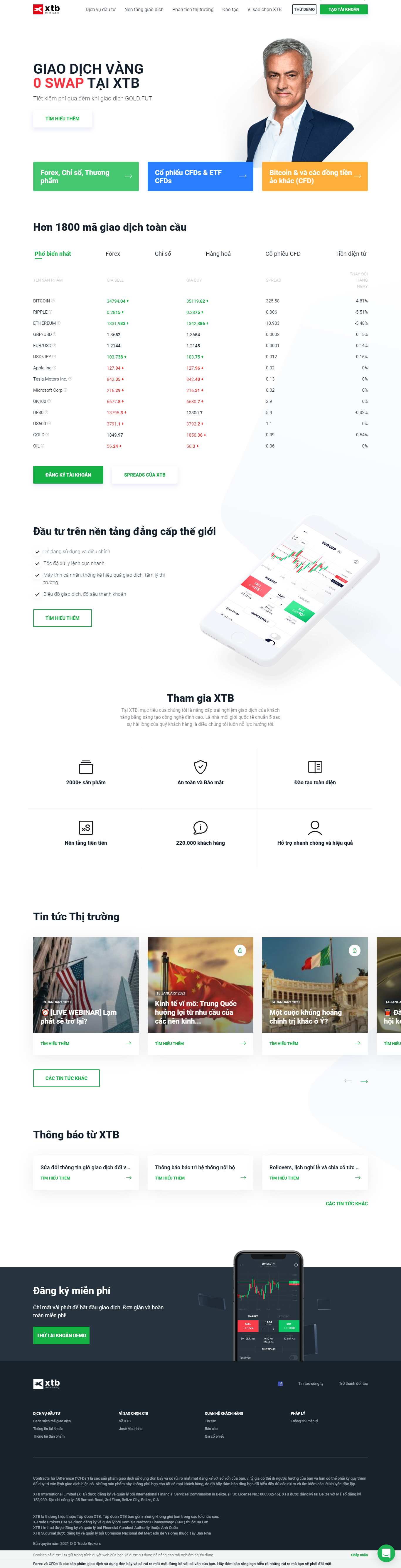 Thiết kế Web chứng khoán tài chính forex xtb.com