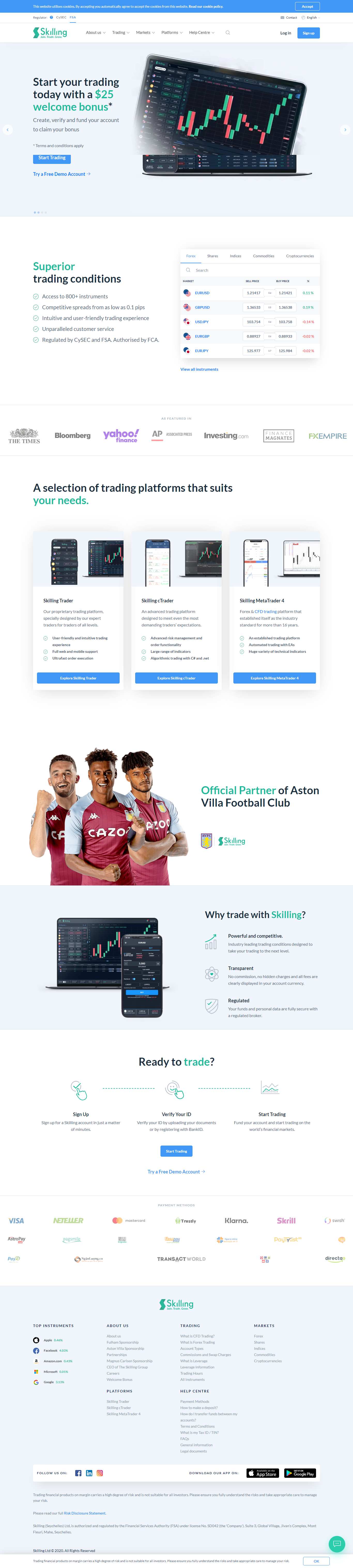 Thiết kế Web chứng khoán tài chính forex skilling.com