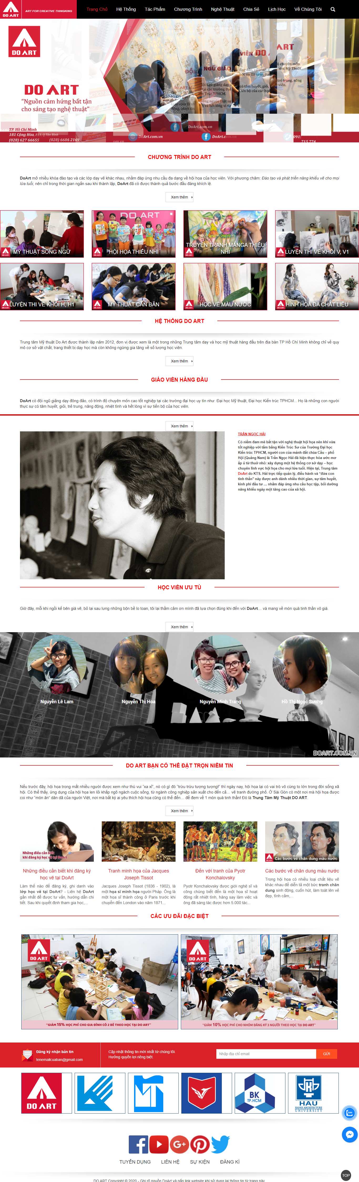 Thiết kế Web nghệ thuật mỹ thuật doart.com.vn