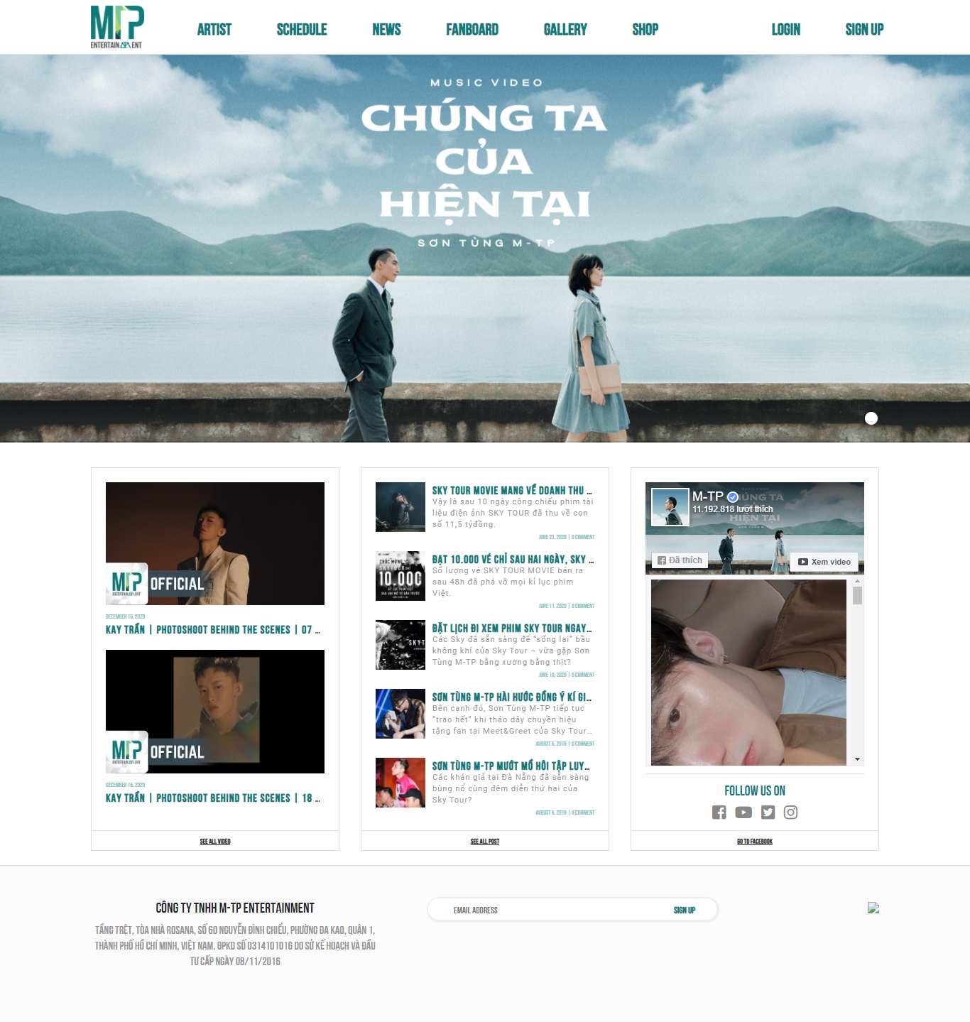 Thiết kế Web nghệ sỹ ca sĩ cá nhân mtpentertainment.com