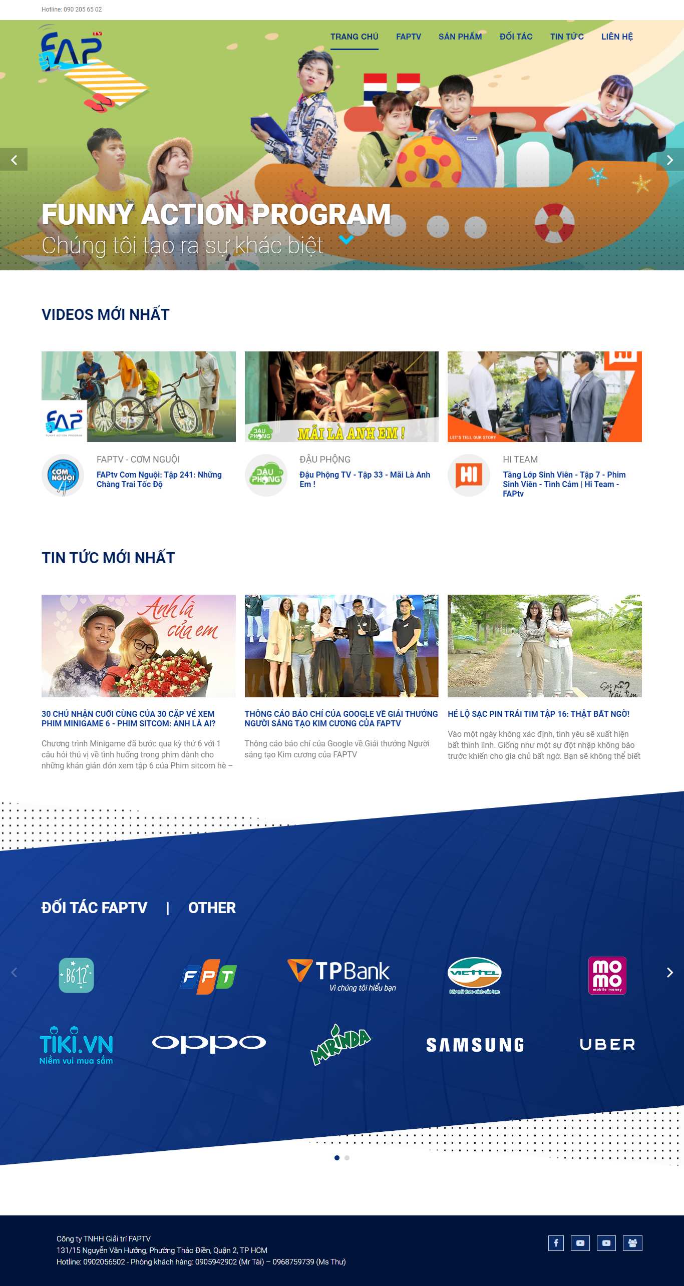 Thiết kế Web nghệ sỹ ca sĩ cá nhân faptvmedia.com