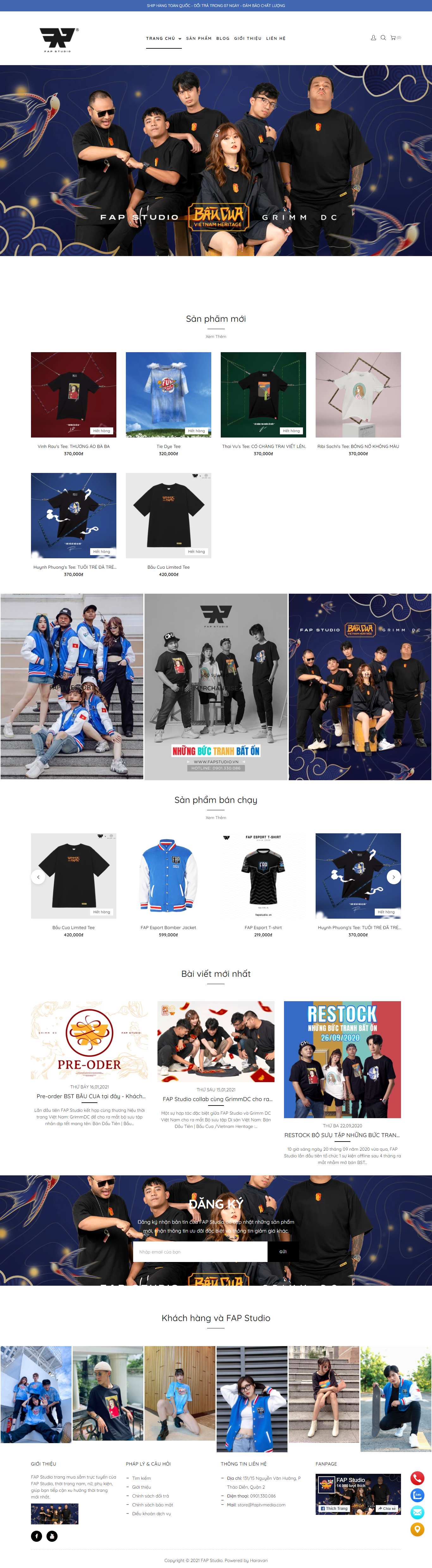 Thiết kế Web nghệ sỹ ca sĩ cá nhân faptvstore.vn