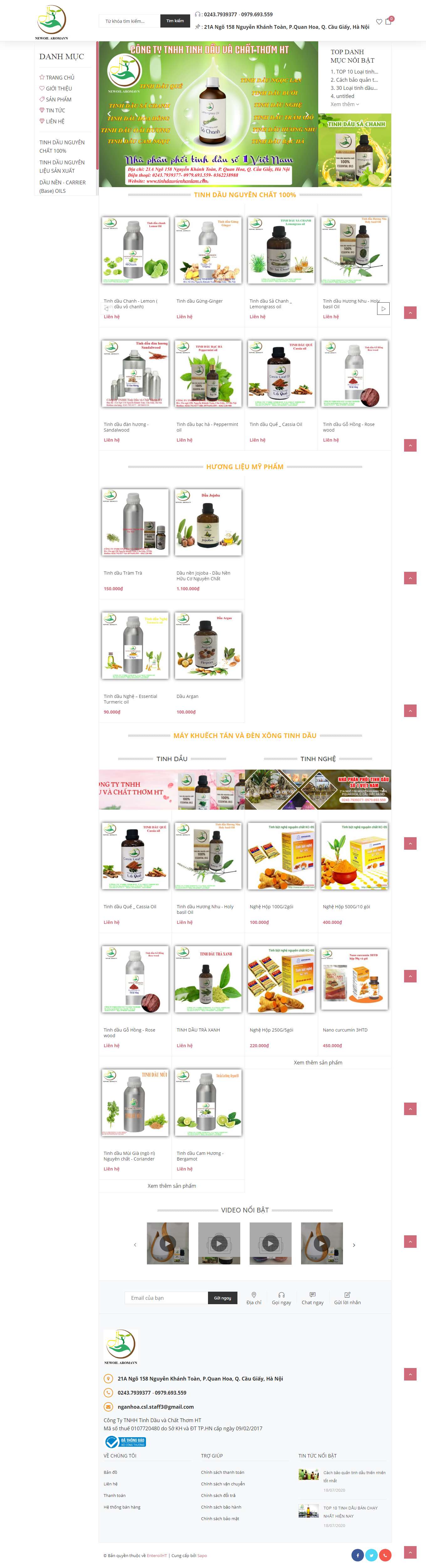 Thiết kế Web bán tinh dầu nguyên chất aromatide.com