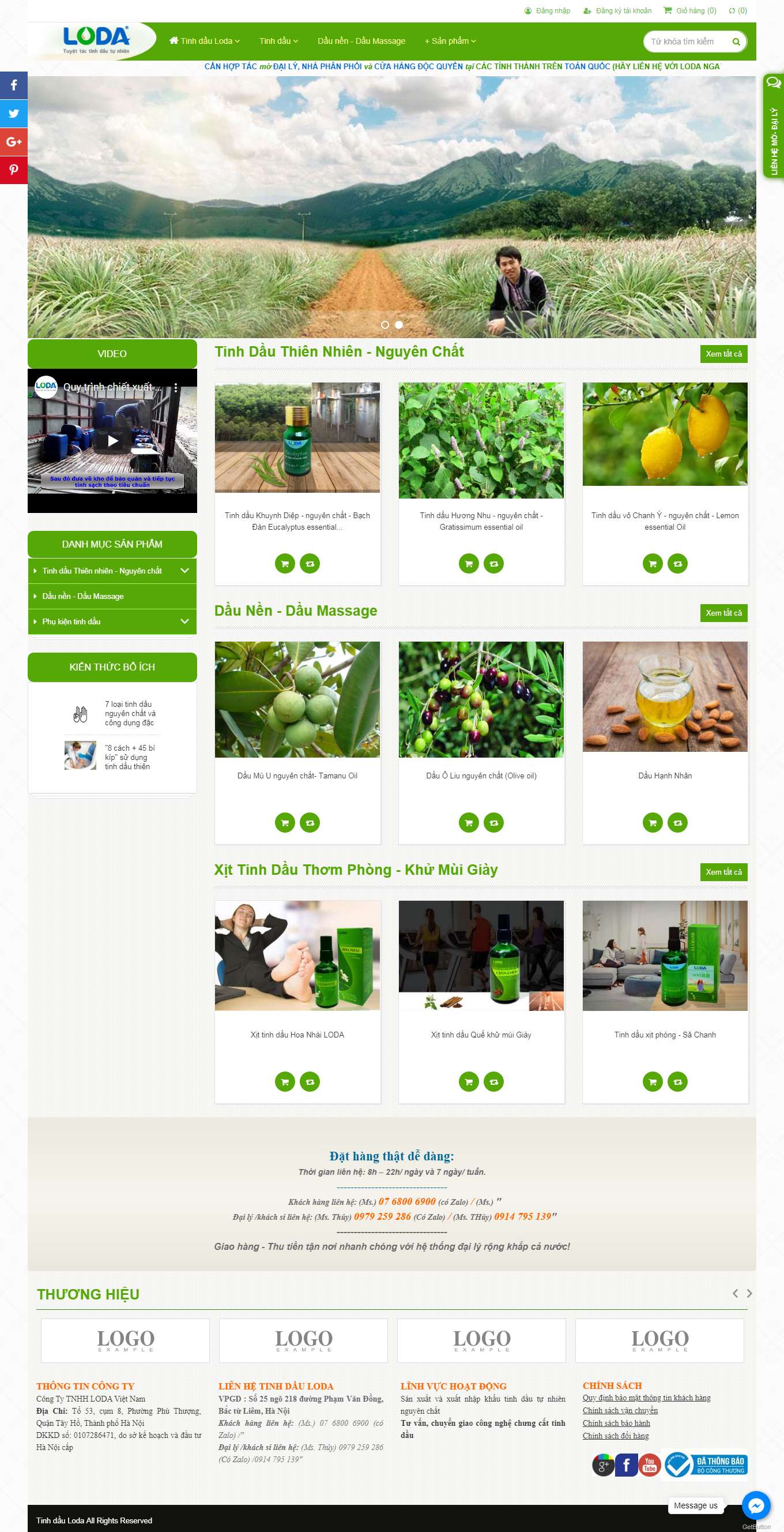 Thiết kế Web bán tinh dầu nguyên chất tinhdauloda.vn