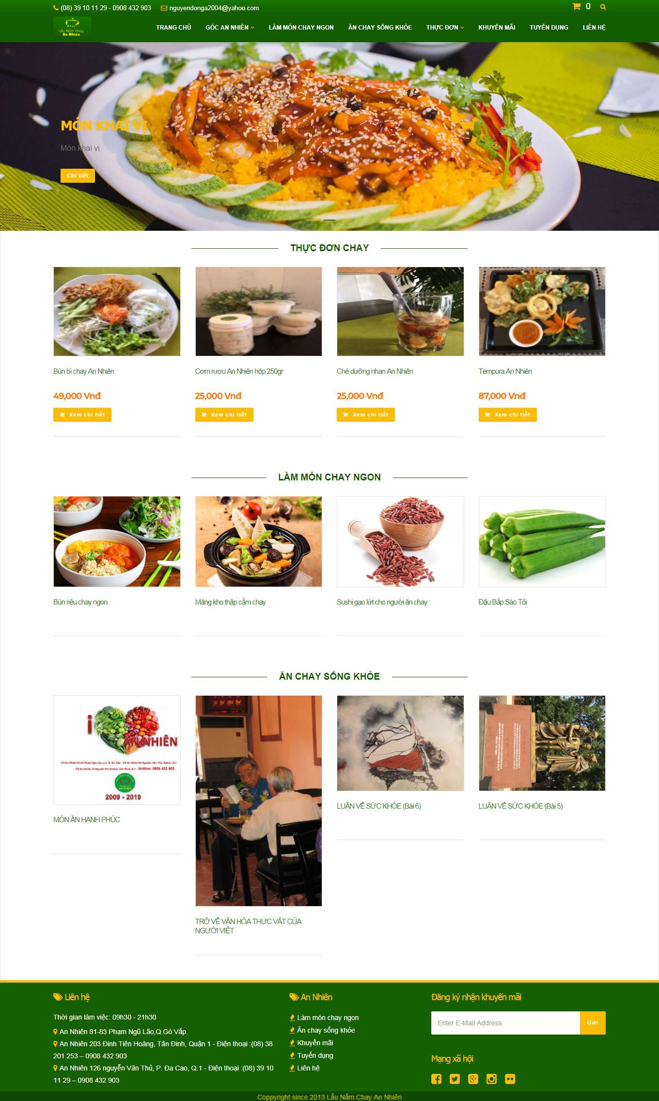 Thiết kế Web bán đồ ăn chay launamchayannhien.com