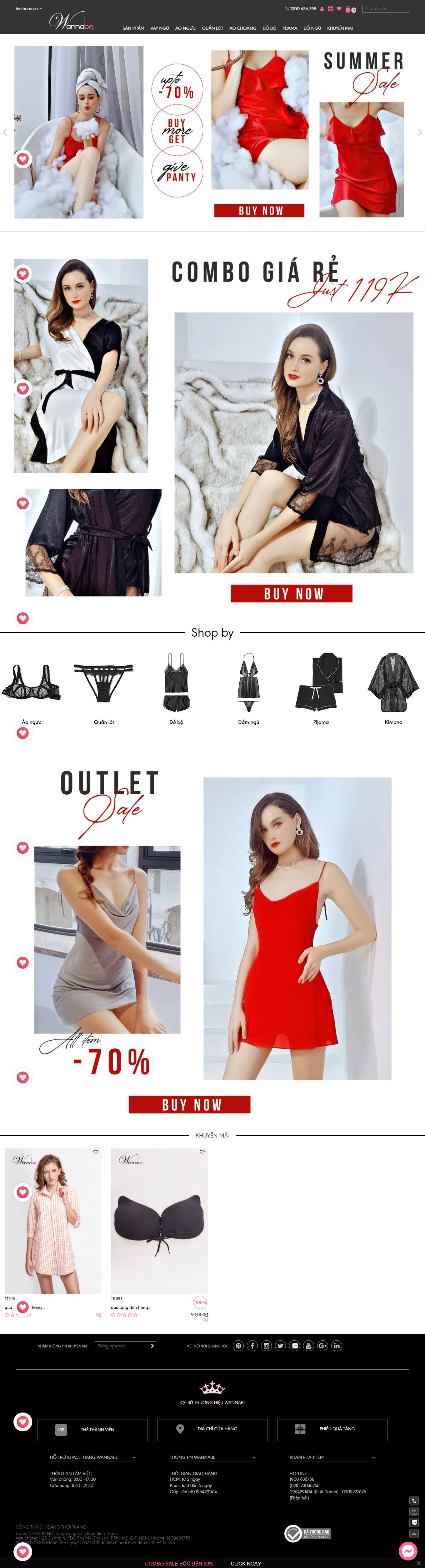 Thiết kế Web bán đồ lót đồ ngủ nam nữ online wannabe.com.vn