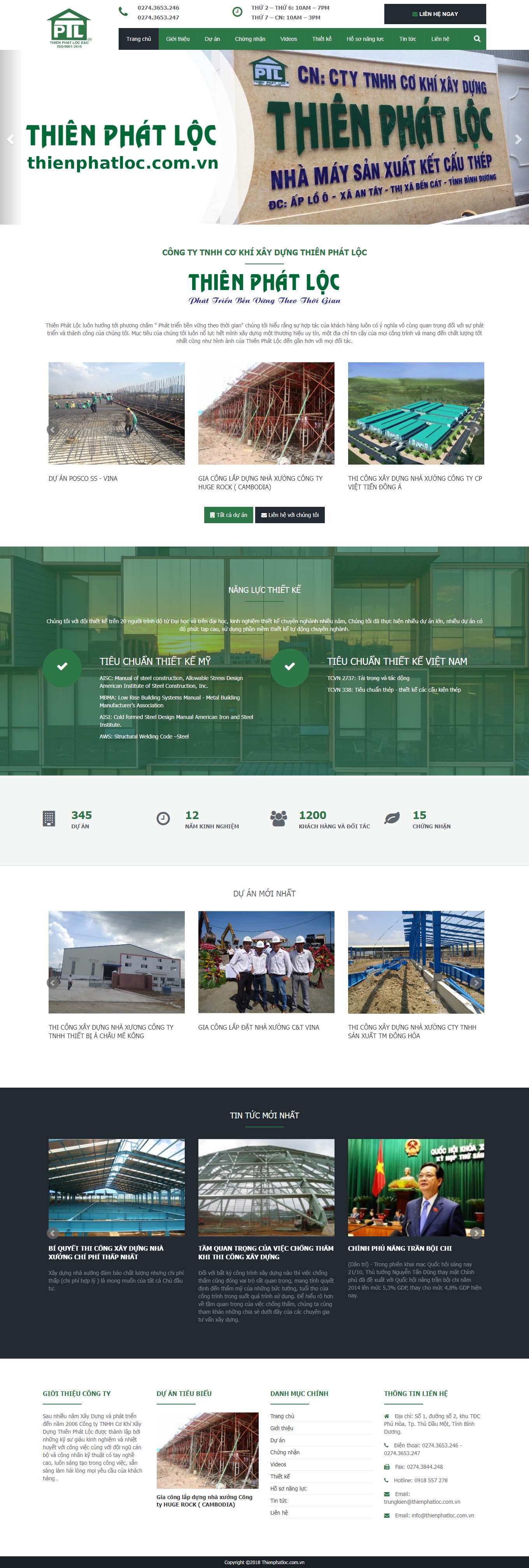 Thiết kế Web xưởng cơ khí thienphatloc.com.vn