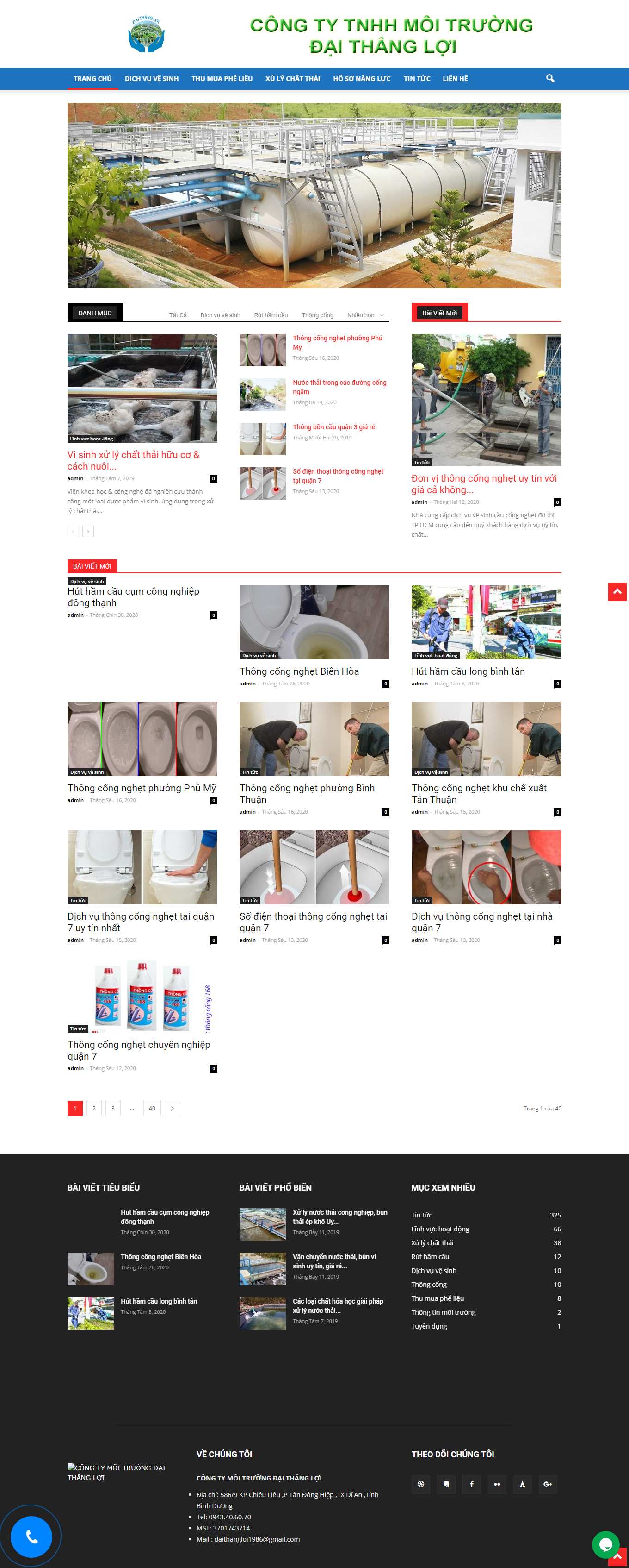 Thiết kế Web dịch vụ thông tắc công moitruongsach.org