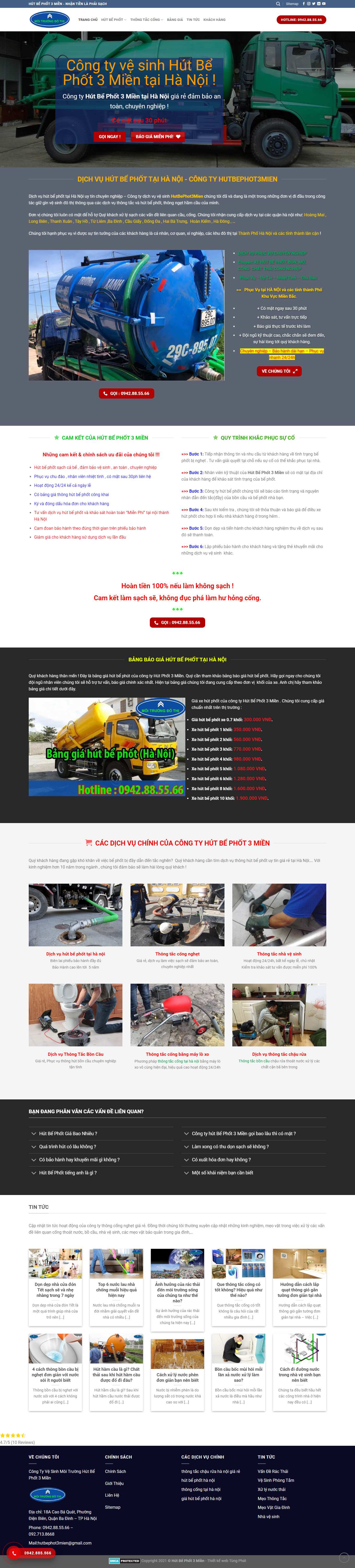 Thiết kế Web công ty môi trường hutbephot3mien.com