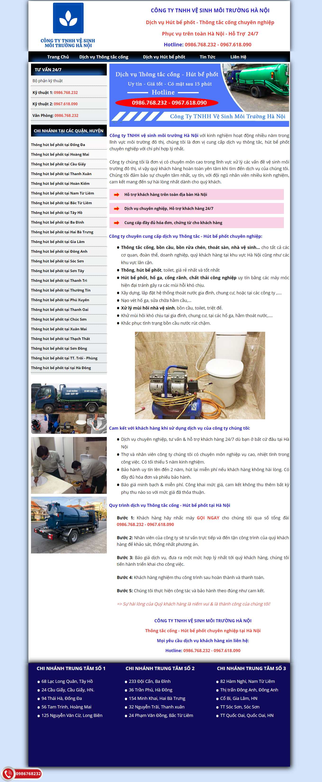 Thiết kế Web dịch vụ hút bể phốt thonghutbephot-hanoi.com