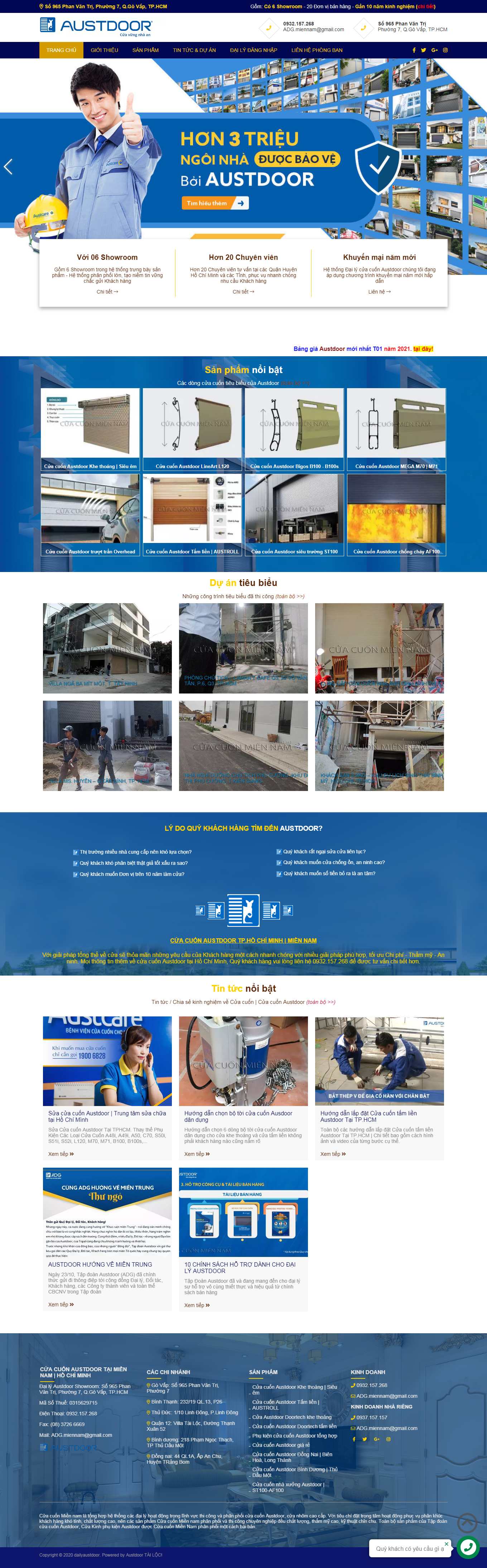 Thiết kế Web nhôm kính, cửa cuốn cuacuonmiennam.com