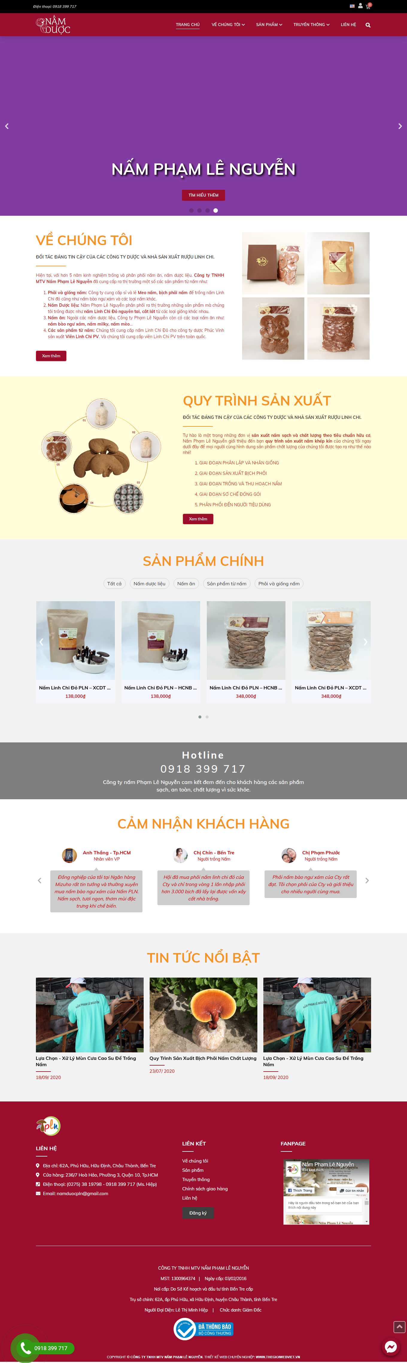 Thiết kế Web bán nhân sâm linh chi namduoclinhchi.com
