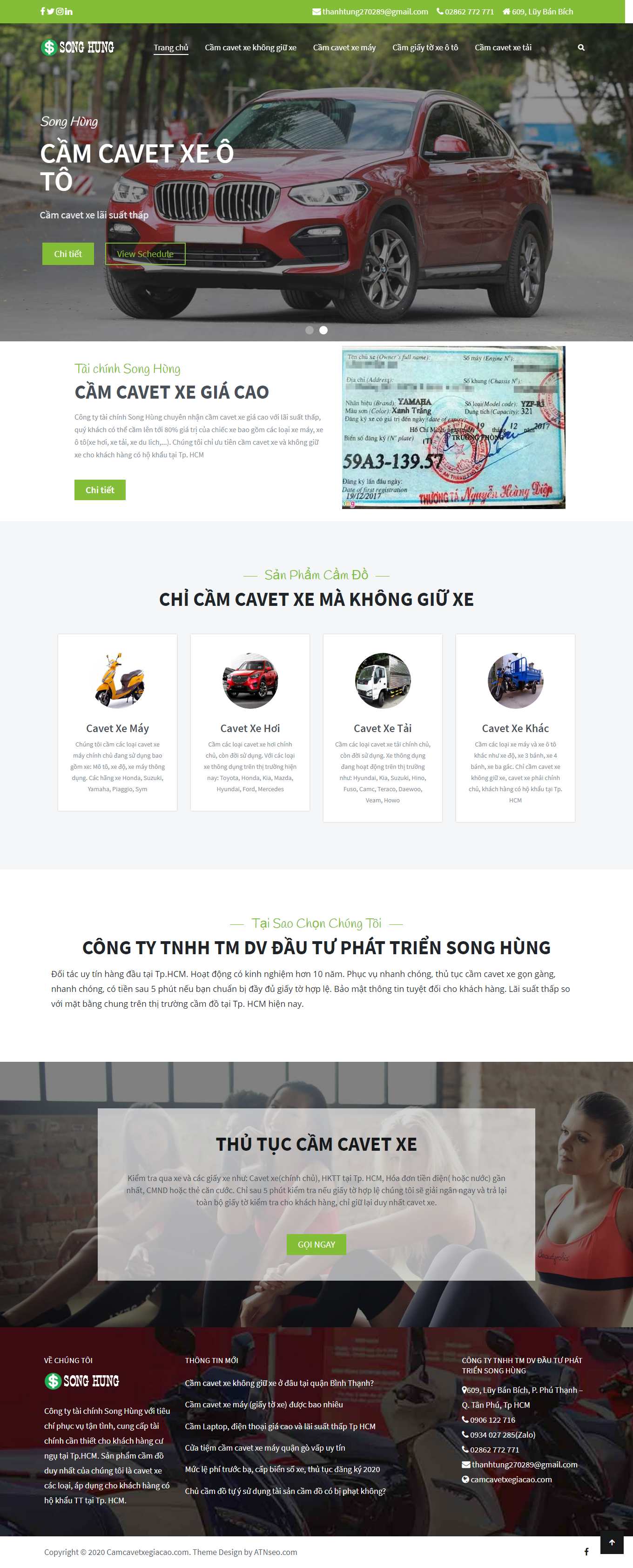 Thiết kế Web cầm đồ uy tín camcavetxegiacao.com
