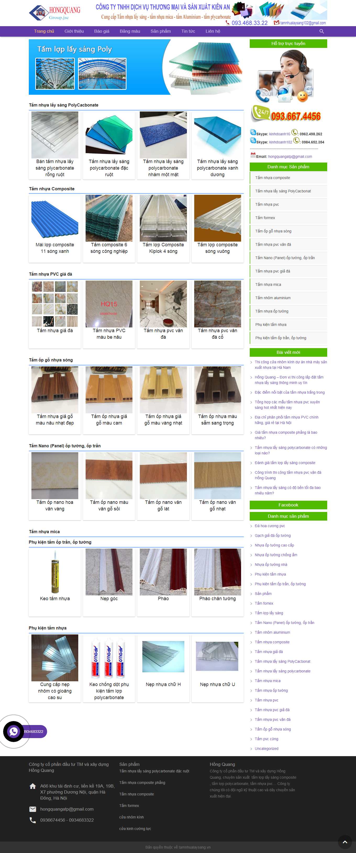 Thiết kế Web tấm lợp nhựa, tôn kim loại tamnhualaysang.vn