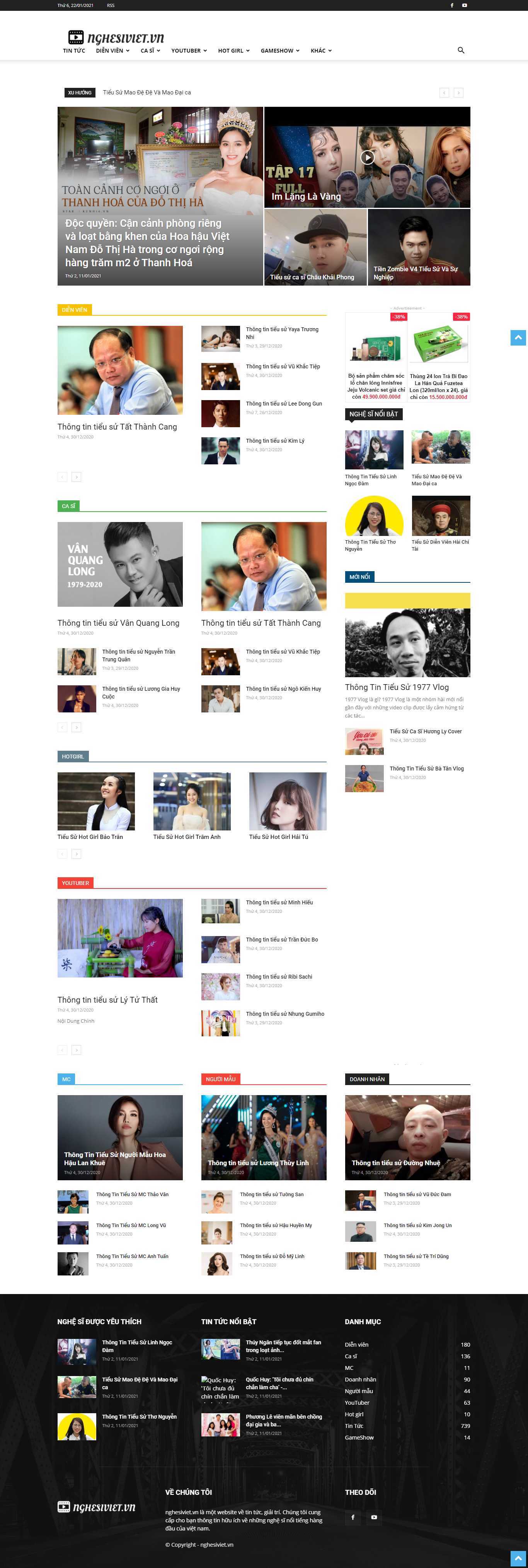 Thiết kế Web nghệ sỹ ca sĩ cá nhân nghesiviet.vn