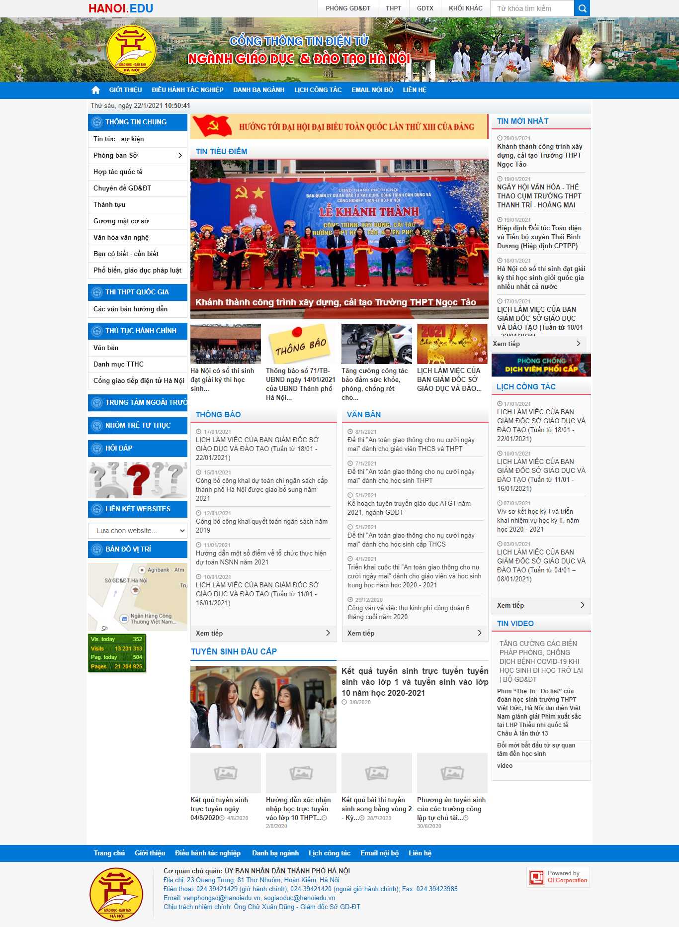 Thiết kế Web giáo dục Đào tạo trường học hanoi.edu.vn