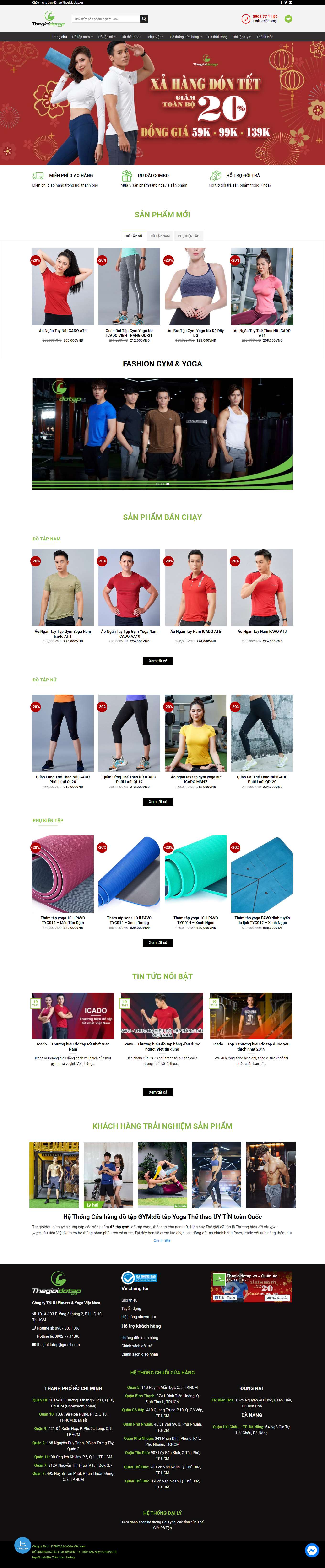 Thiết kế Web dụng cụ thể thao thegioidotap.vn