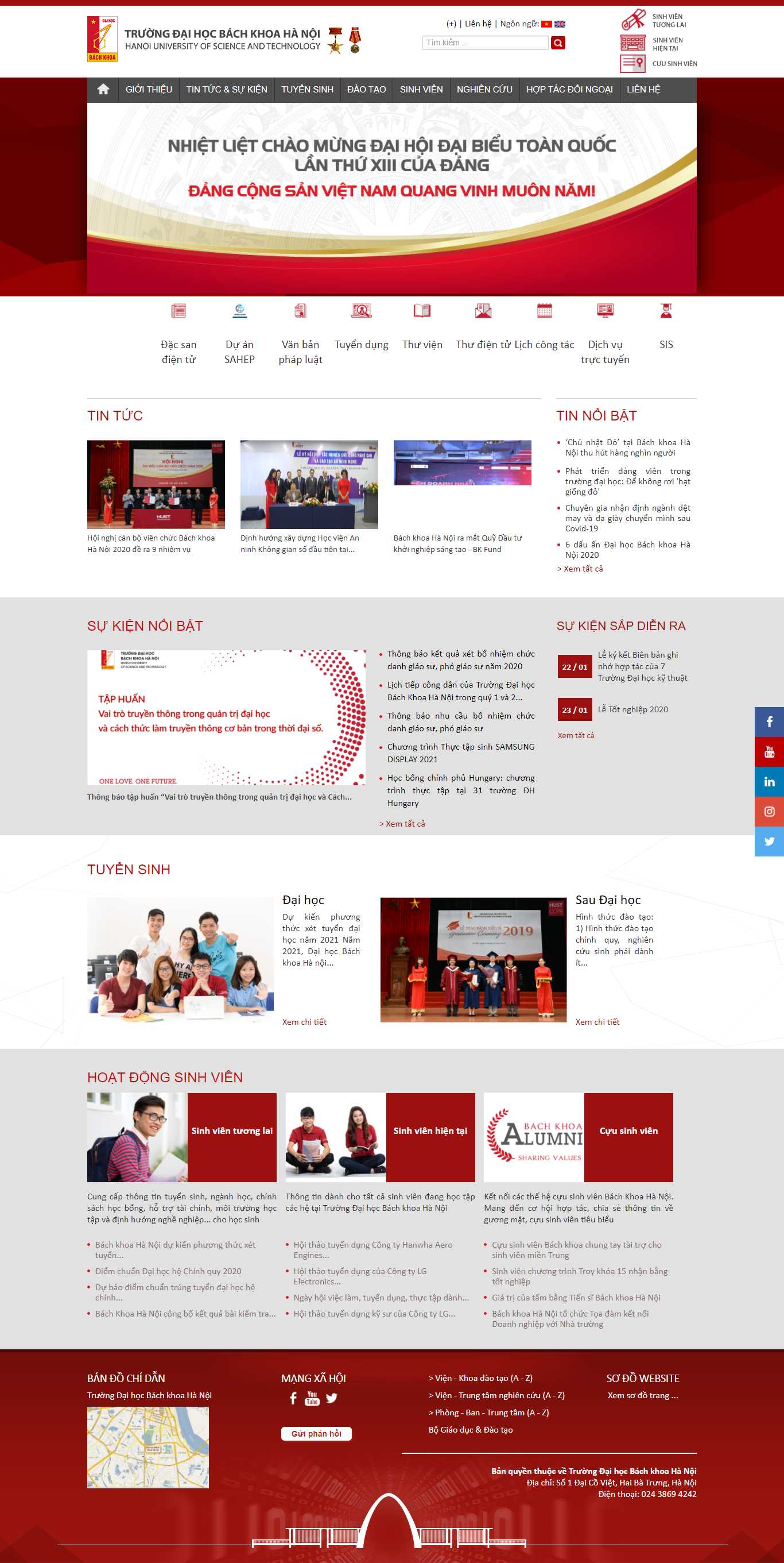 Thiết kế Web giáo dục Đào tạo trường học hust.edu.vn