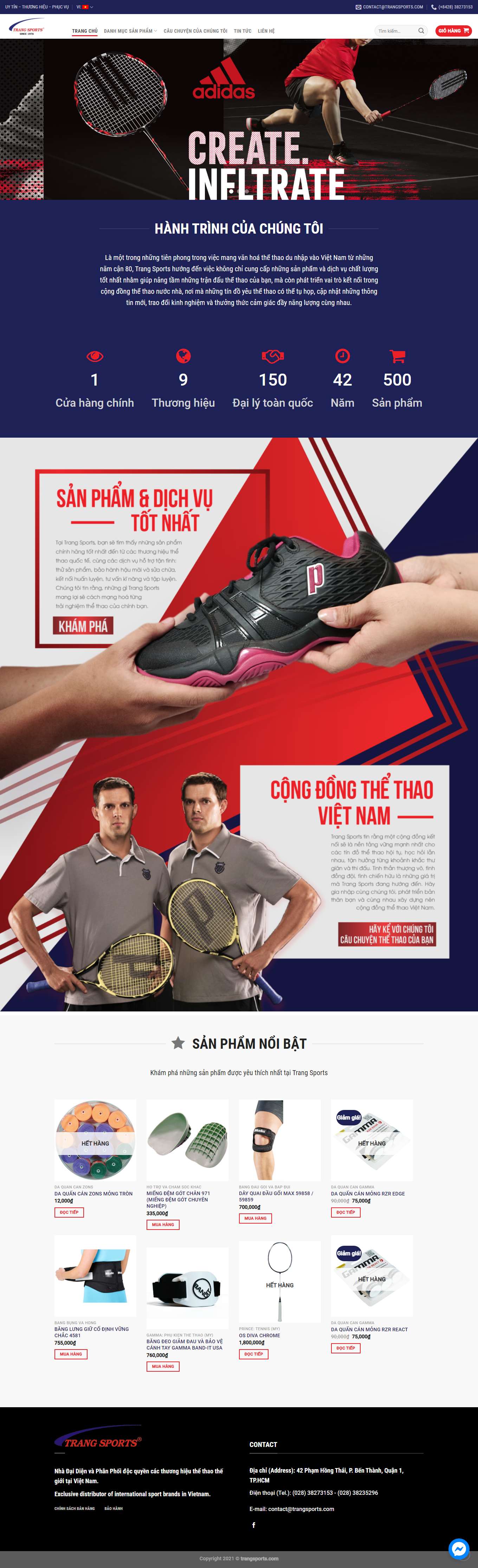 Thiết kế Web dụng cụ thể thao trangsports.com