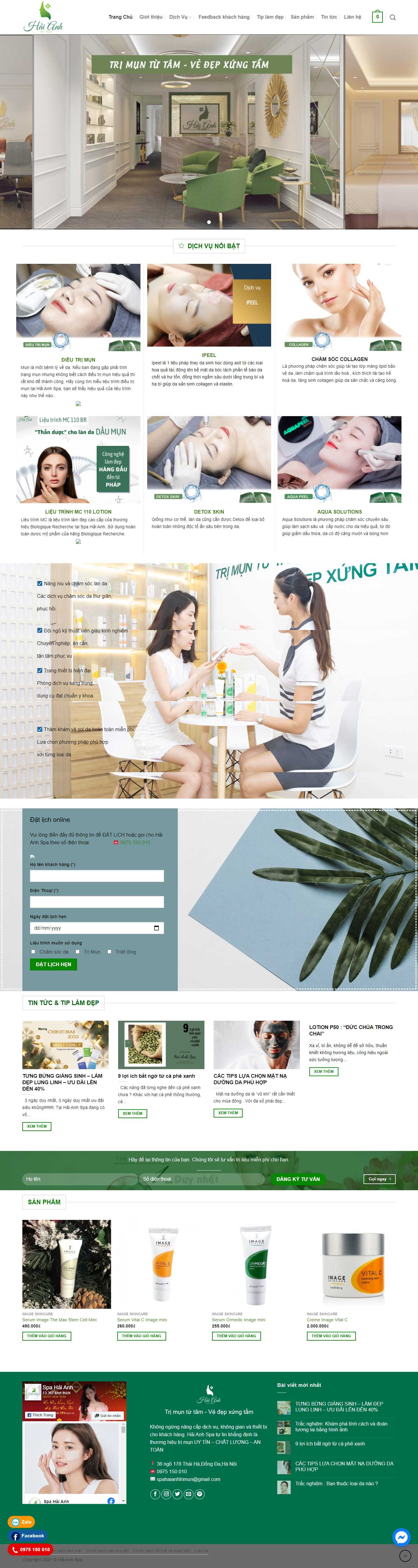 Thiết kế Web làm Đẹp spa thẩm mỹ viện fitness haianhspa.com.vn