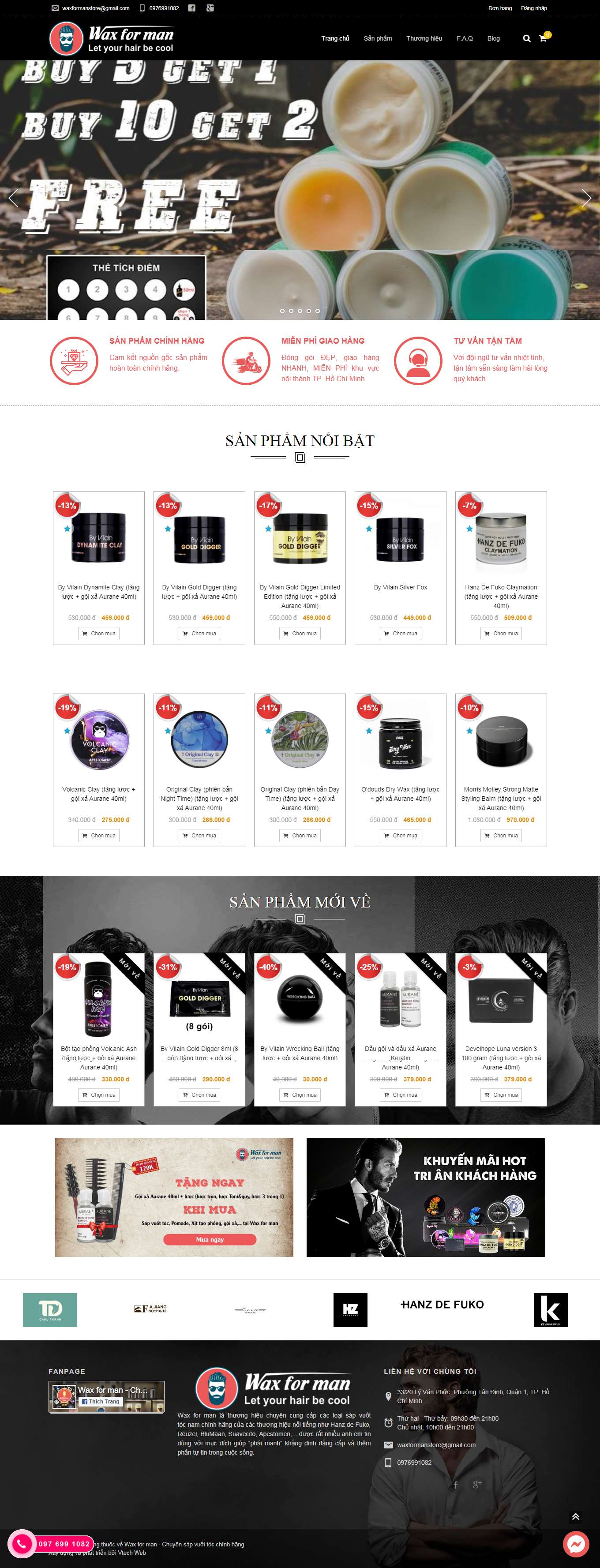 Thiết kế Web bán sáp vuốt tóc waxforman.com