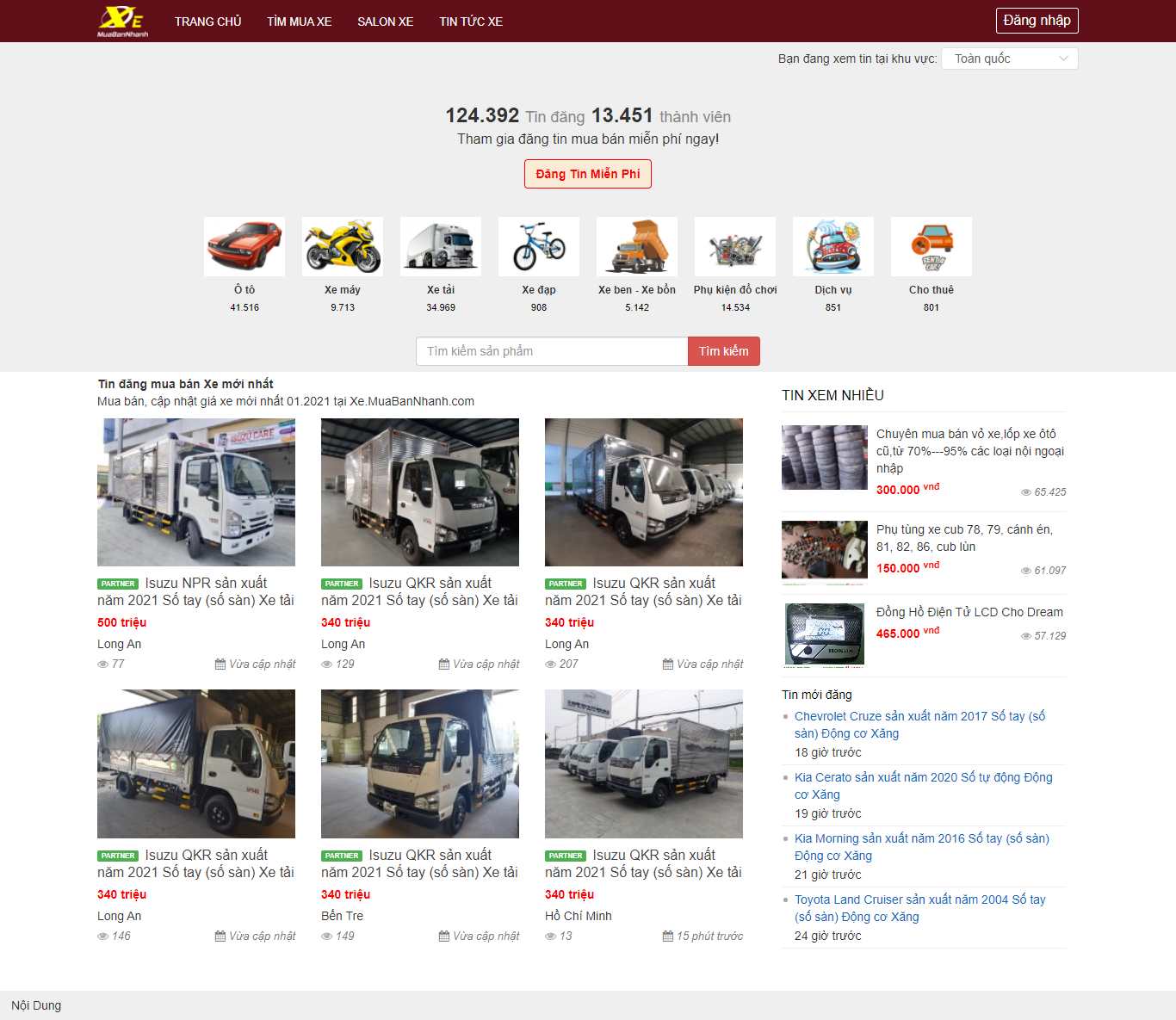 Thiết kế Web vinalink xe.muabannhanh.com