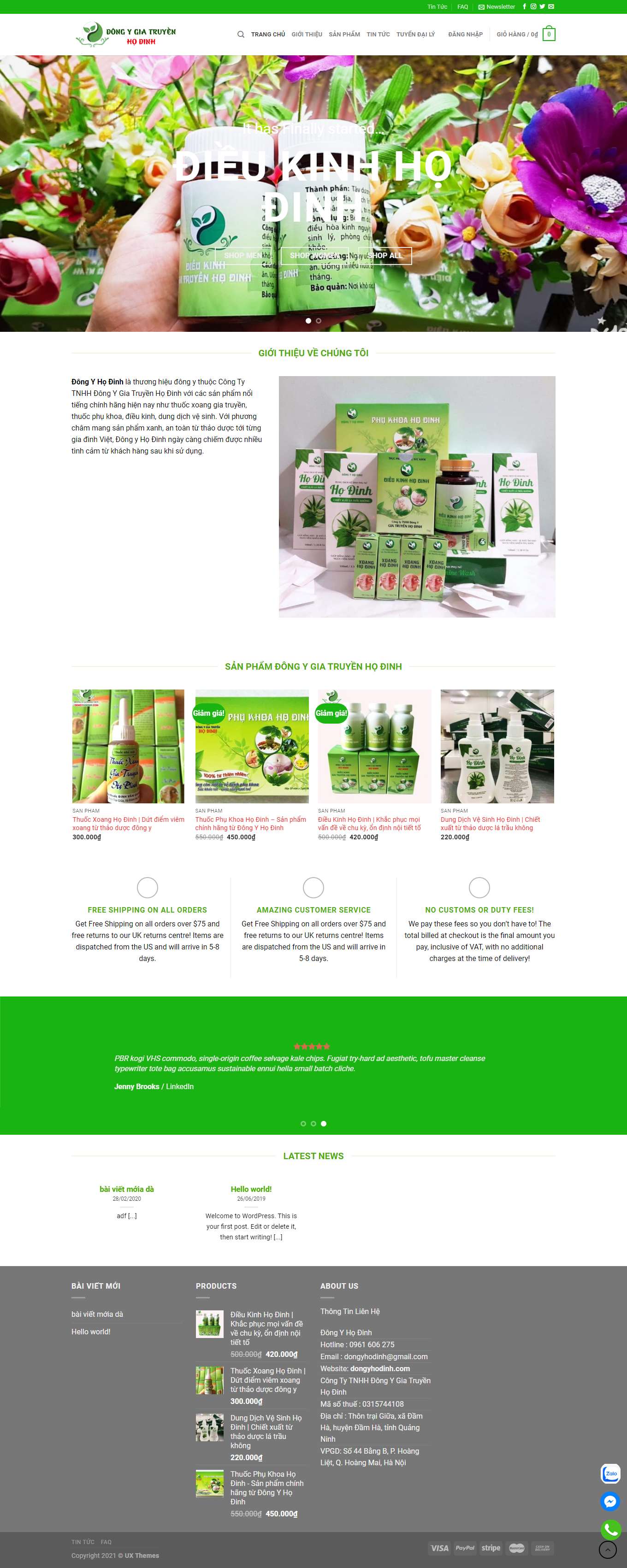 Thiết kế Web nhà thuốc đông y dongyhodinh.com