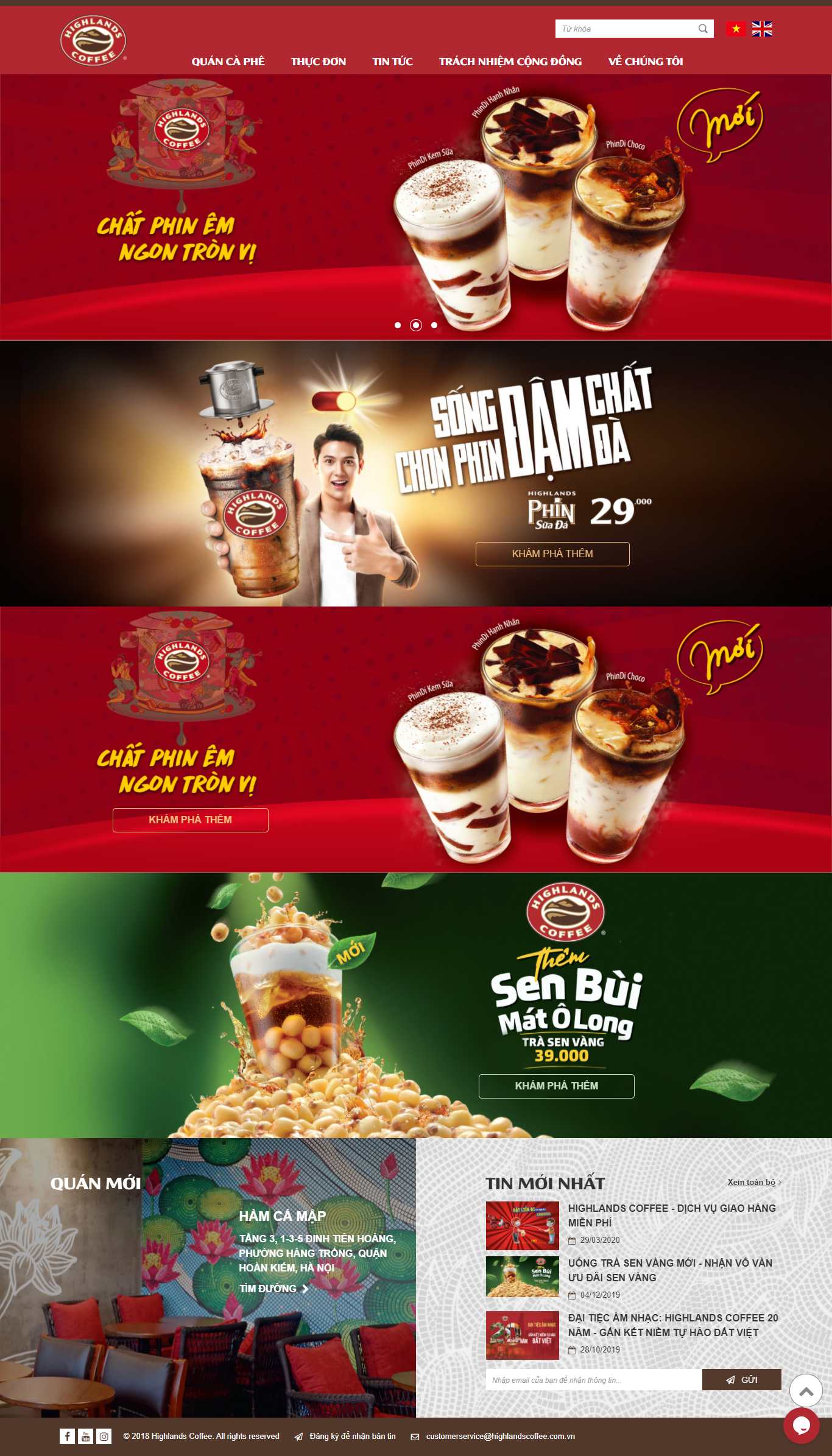 Thiết kế Web quán trà sữa highlandscoffee.com.vn