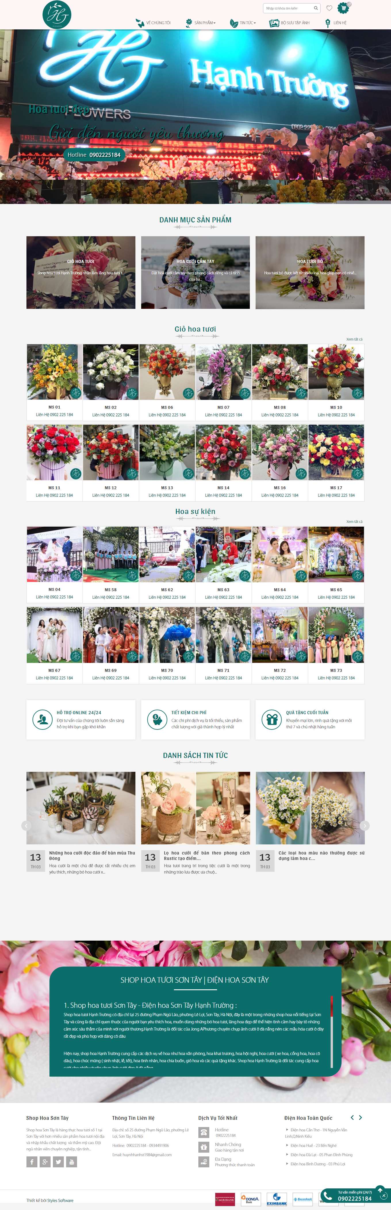 Thiết kế Web shop bán hoa shophoasontay.com
