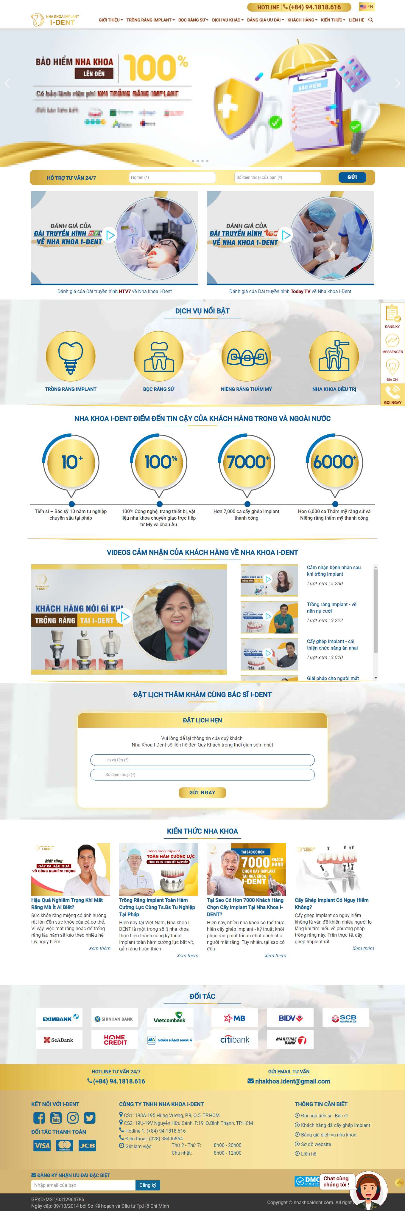 Thiết kế Web phòng khám nha khoa nhakhoaident.com