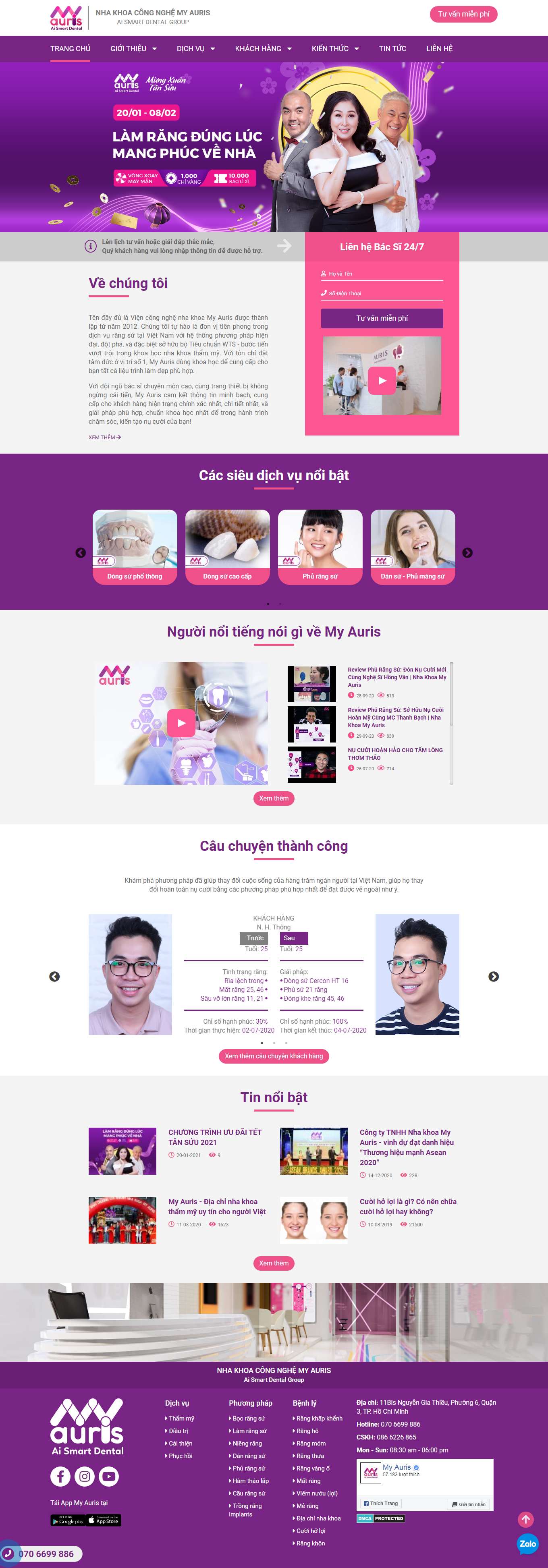 Thiết kế Web phòng khám nha khoa myauris.vn